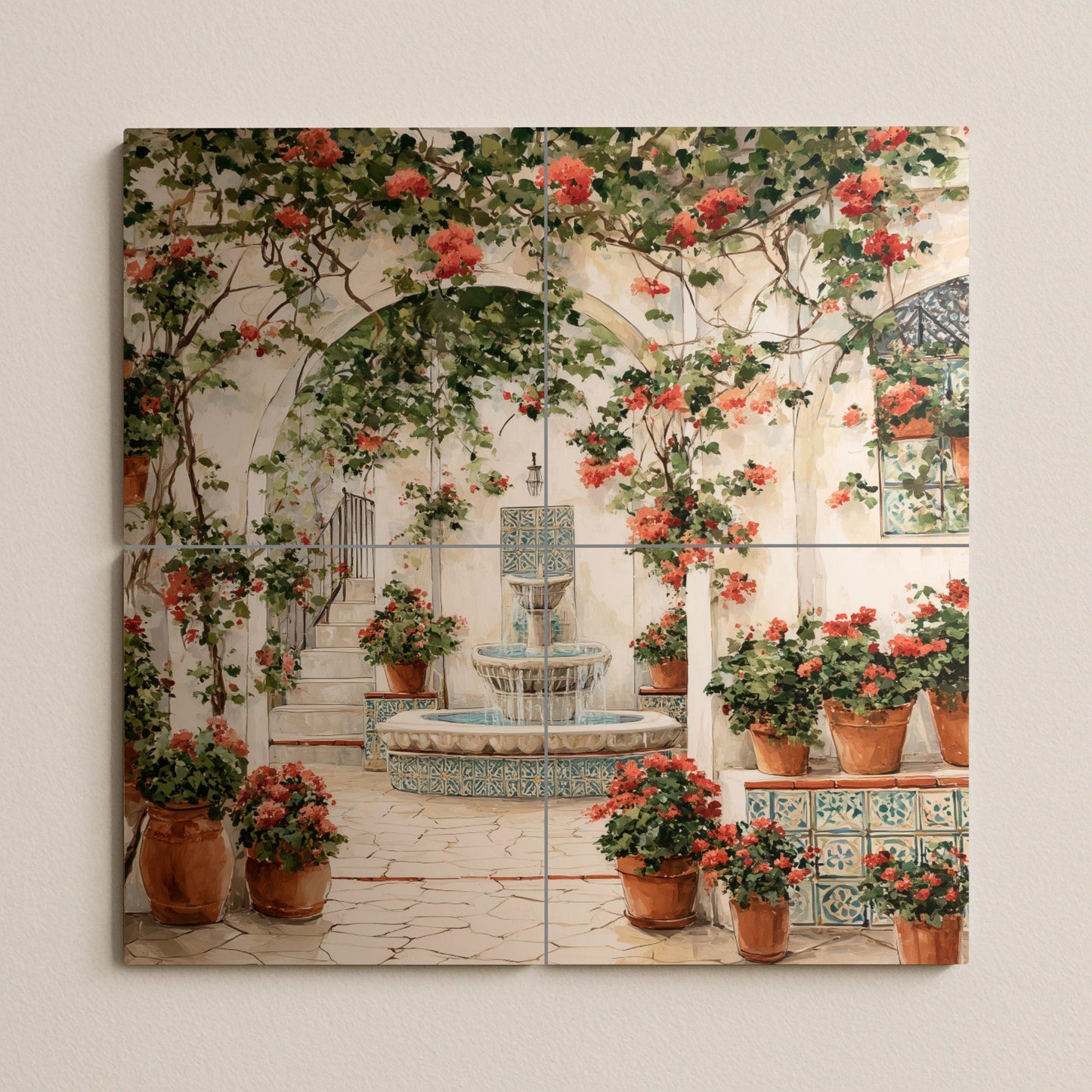 For Courtyard Andalusian — Flowers & Landscape Art · Tile Wall Art