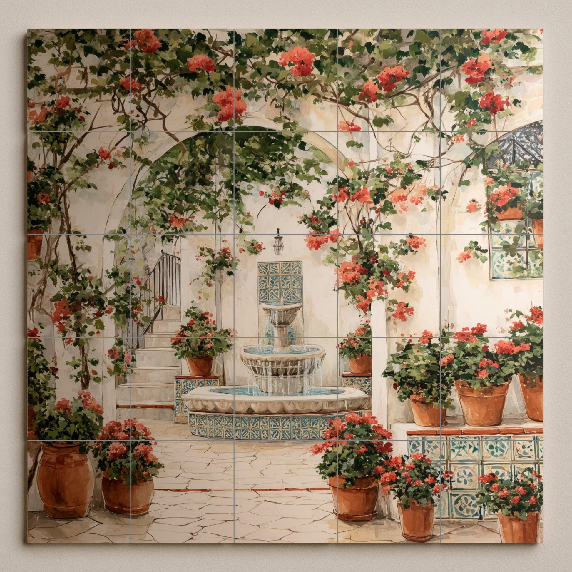 For Courtyard Andalusian — Flowers & Landscape Art · Tile Wall Art