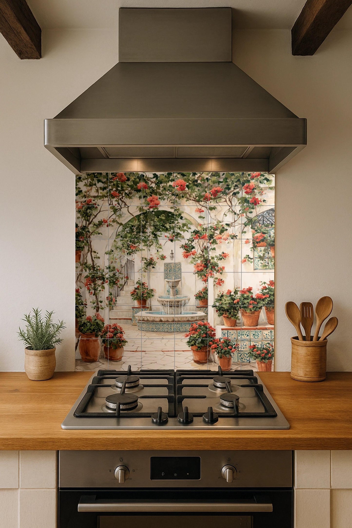 For Courtyard Andalusian — Flowers & Landscape Art · Tile Wall Art