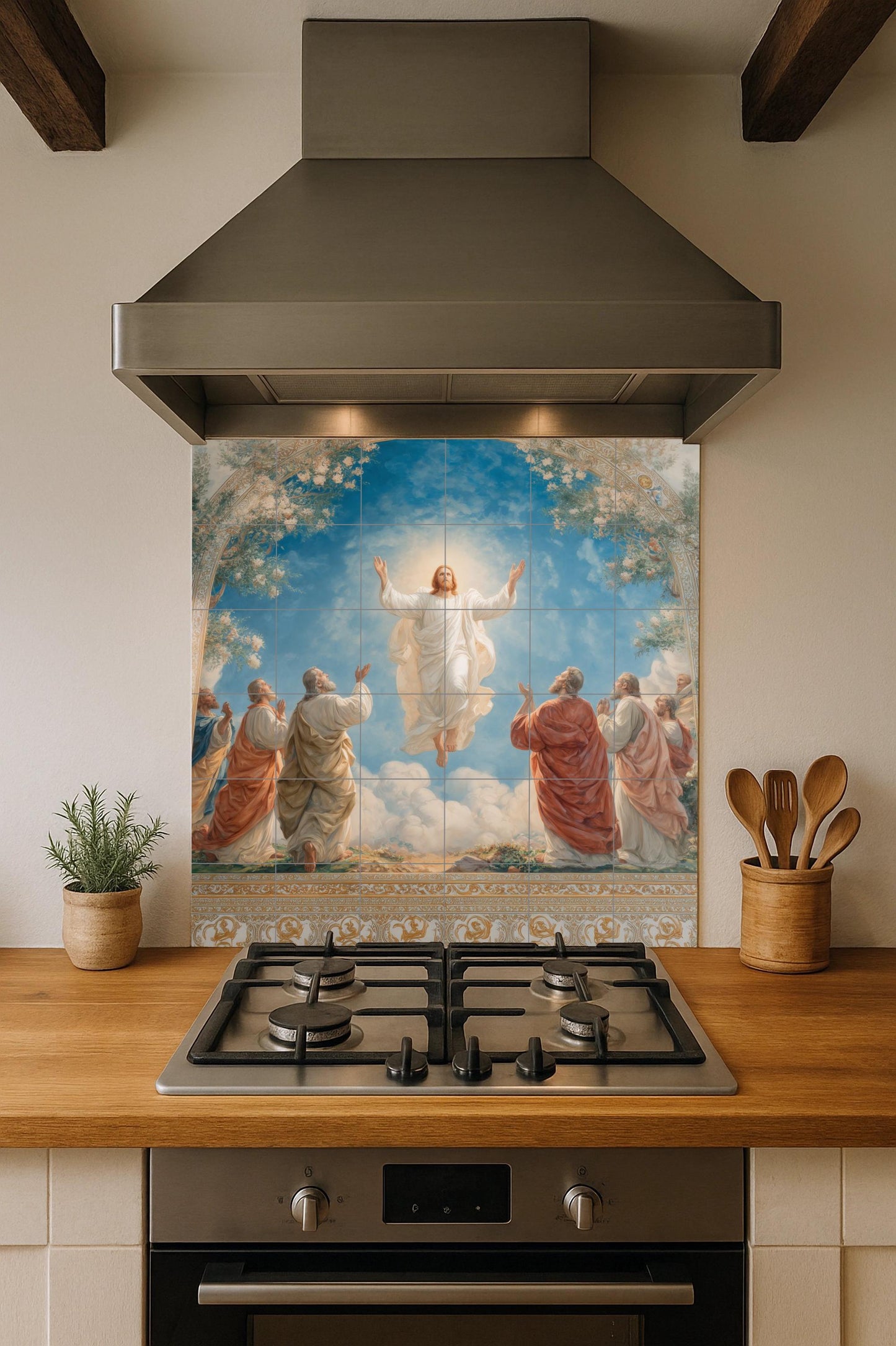 Ascensión von Christus — Fliesen-Wandbild aus Keramik · Andachtskunst in Fliesen