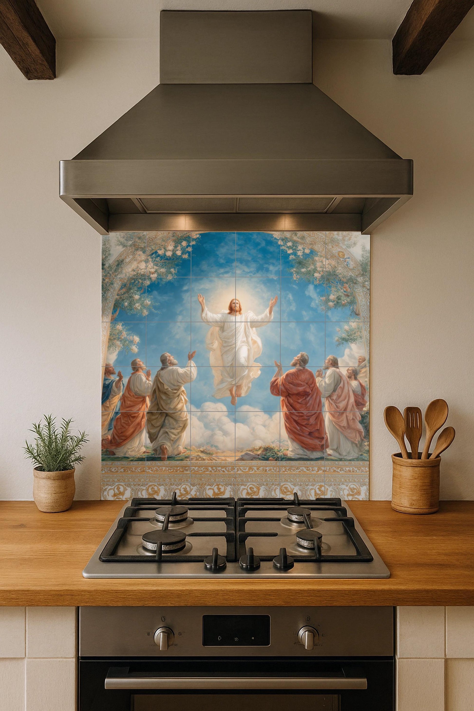 Ascensión von Christus — Fliesen-Wandbild aus Keramik · Andachtskunst in Fliesen