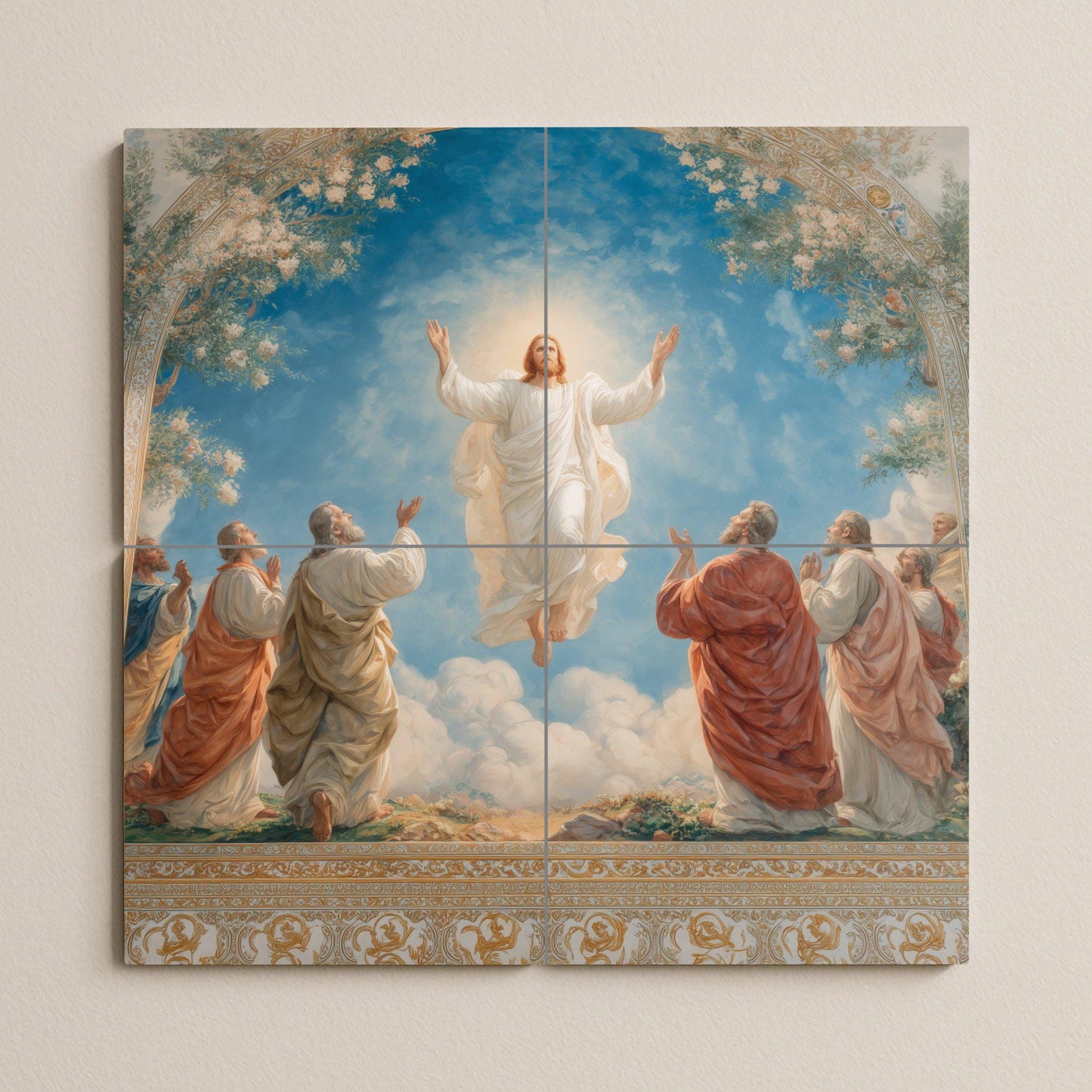 Ascensión von Christus — Fliesen-Wandbild aus Keramik · Andachtskunst in Fliesen