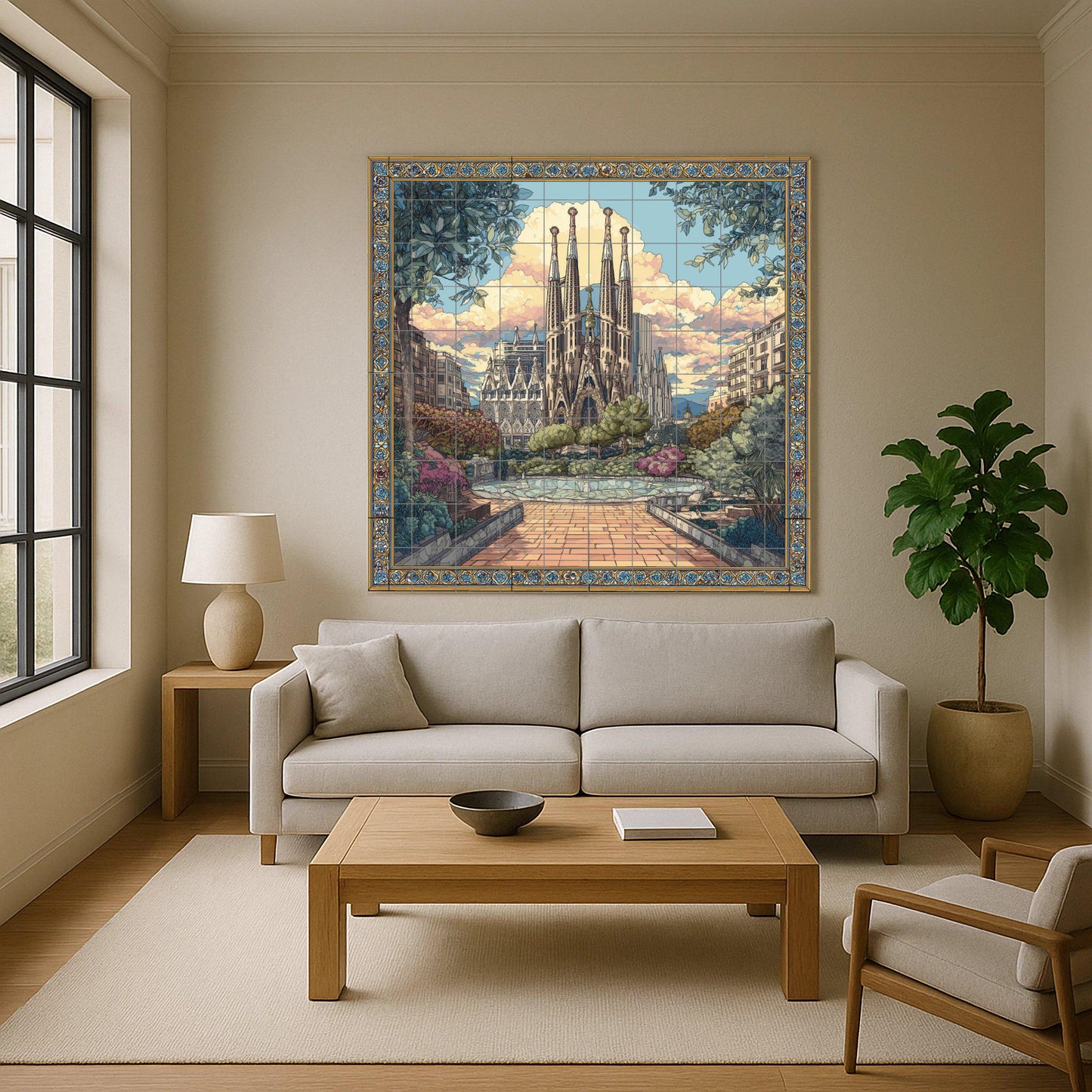 Sainte Famille — Fresque Murale en Carreaux de Céramique · Chef-d'œuvre des Beaux-Arts