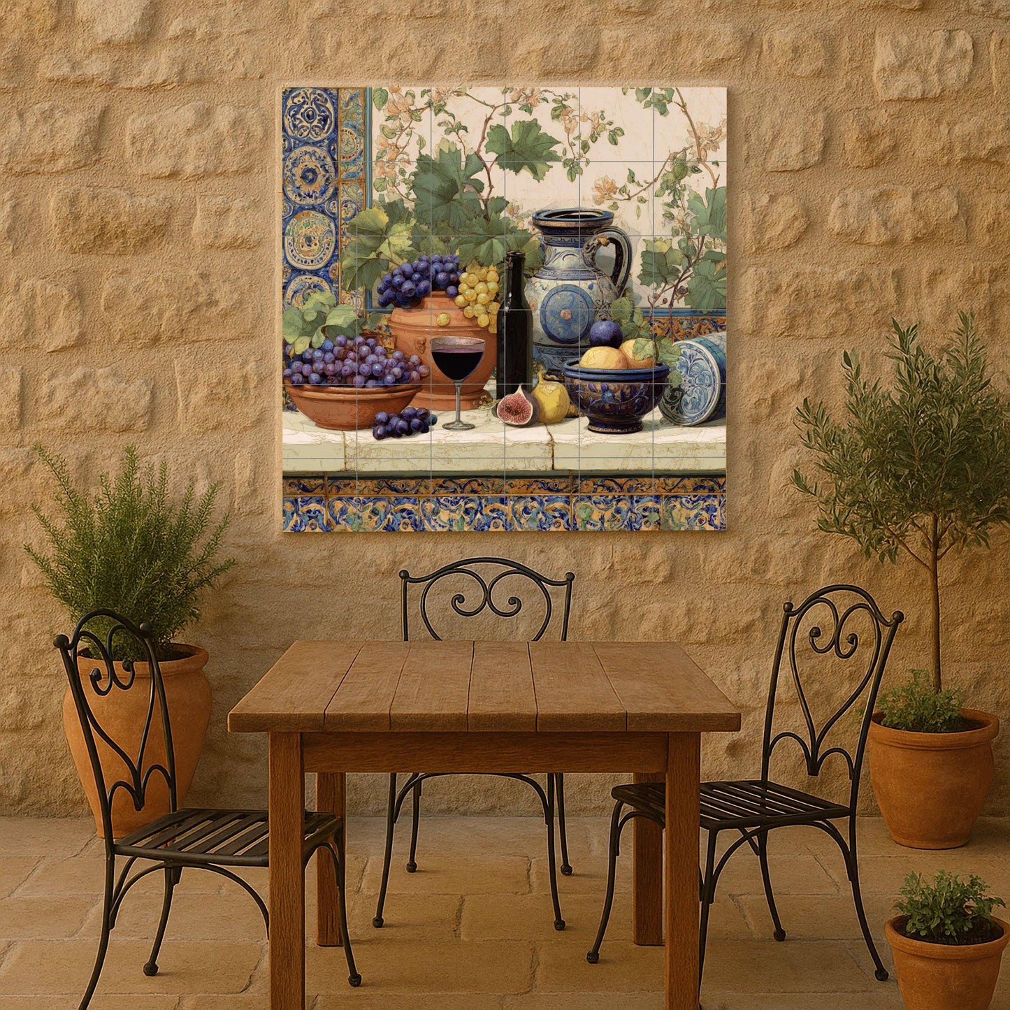 Vineyard Mediterranean · Ceramic Wall Mural — Kitchen & Country Scene