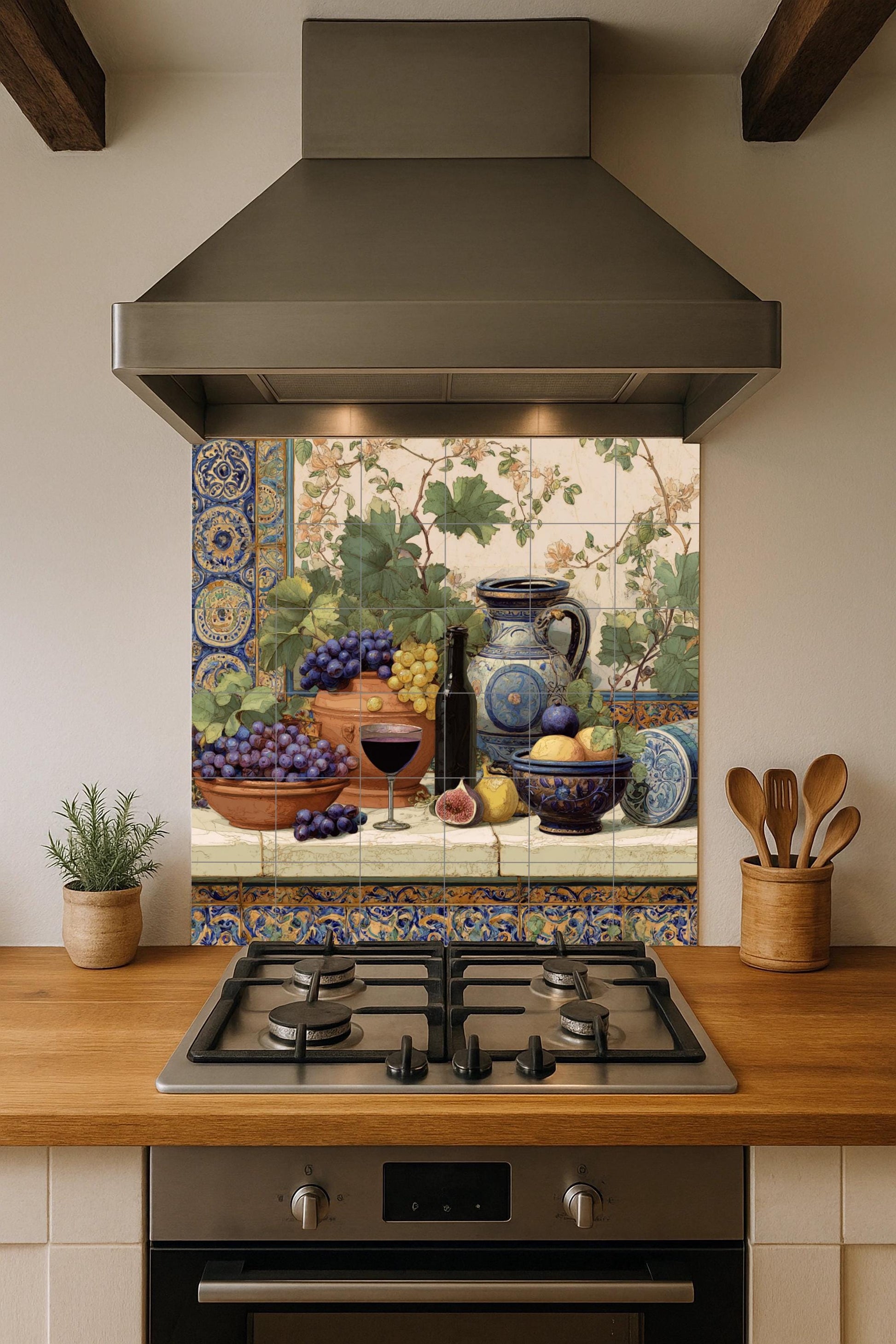 Vineyard Mediterranean · Ceramic Wall Mural — Kitchen & Country Scene