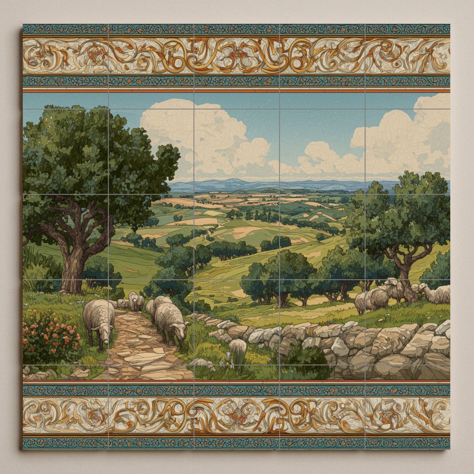 Avec Paysage pastoral — Art Maritime en Carreaux, Art Mural en Céramique