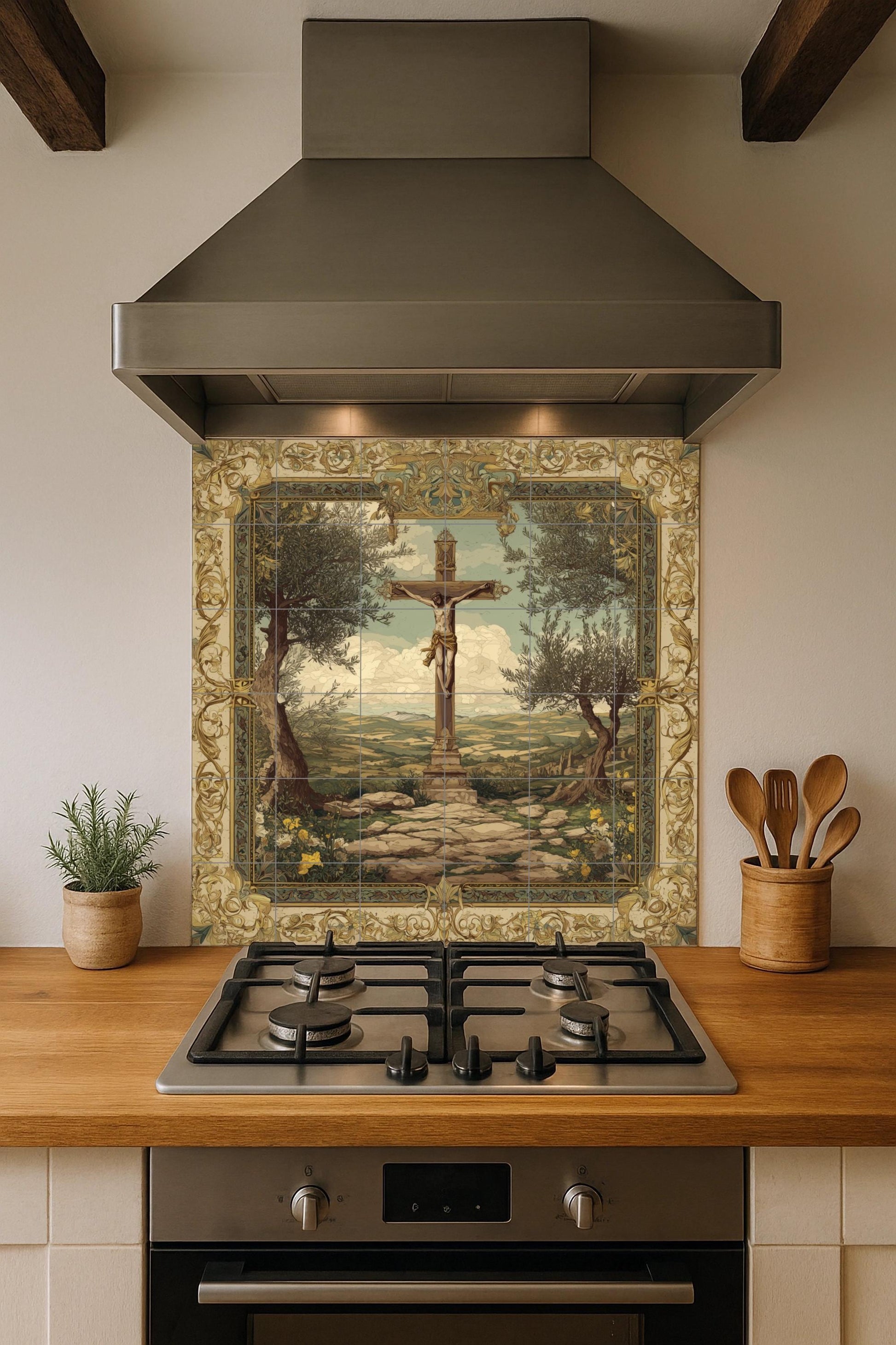 Mural de azulejos de la Crucifixión
