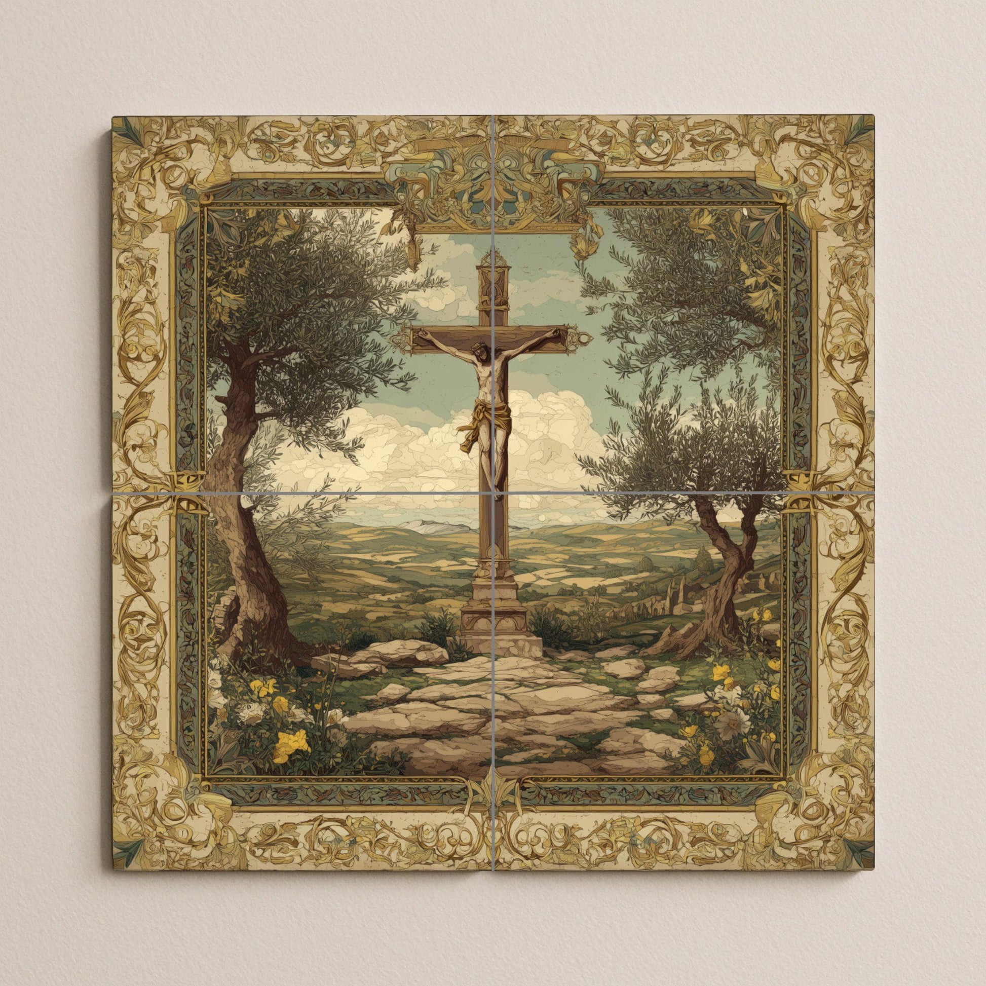 Mural de azulejos de la Crucifixión