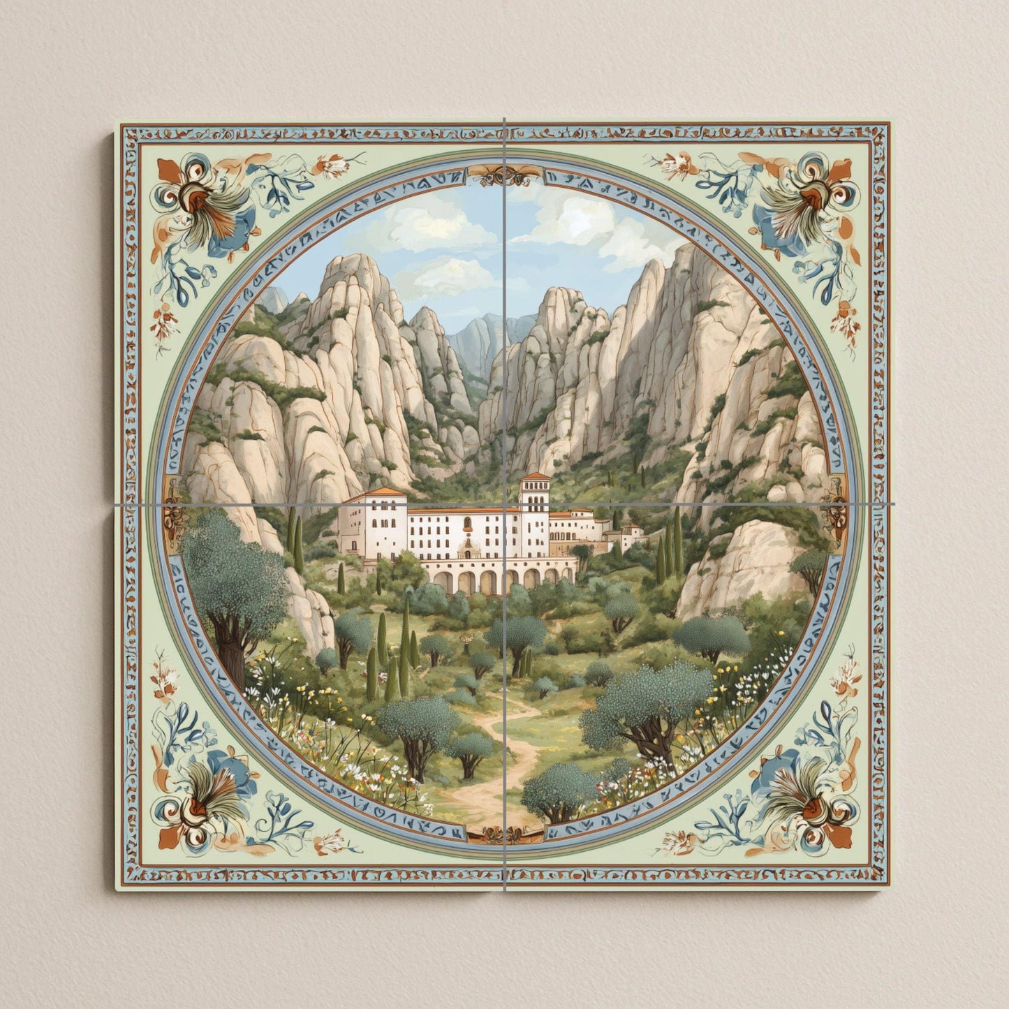 Montserrat — Fliesen-Wandbild aus Keramik · Christliche Wandkunst