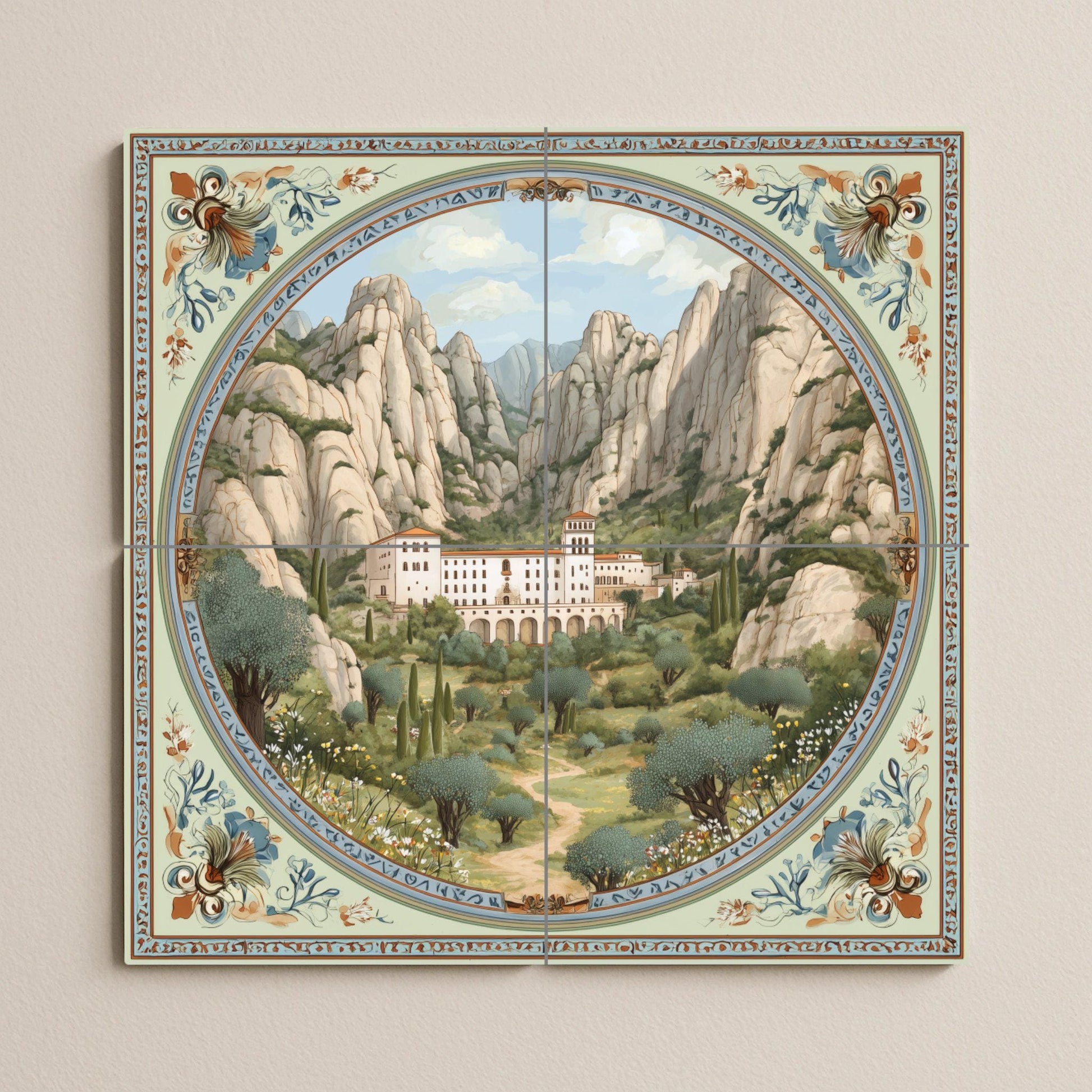 Montserrat — Fliesen-Wandbild aus Keramik · Christliche Wandkunst