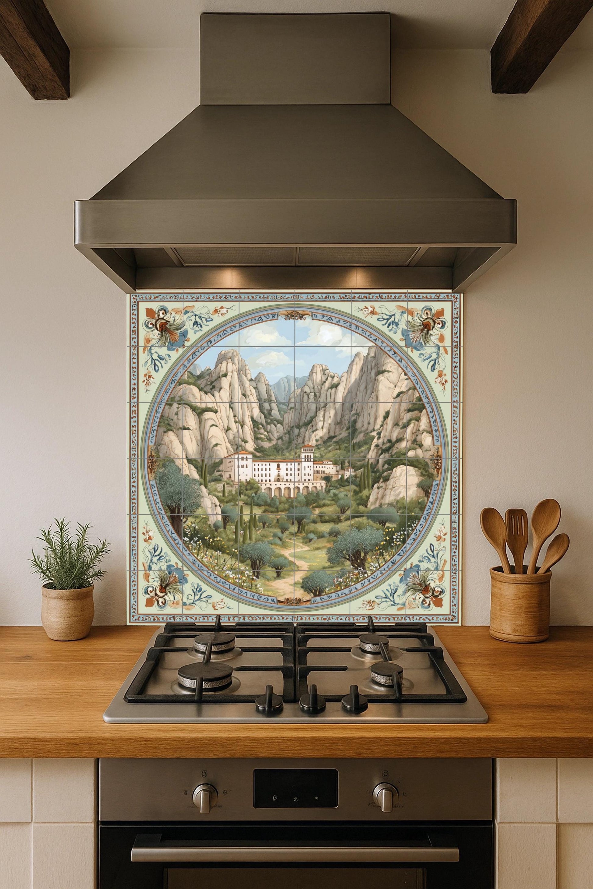 Montserrat — Fliesen-Wandbild aus Keramik · Christliche Wandkunst