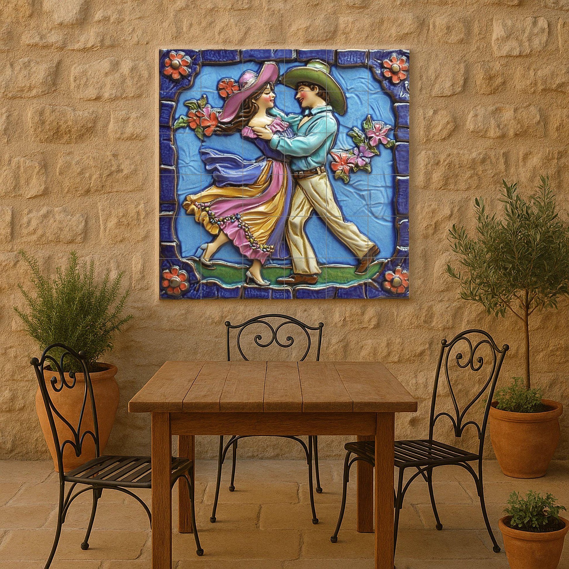Murale in Piastrelle Danza folclórica Messicana — Paesaggio Botanico