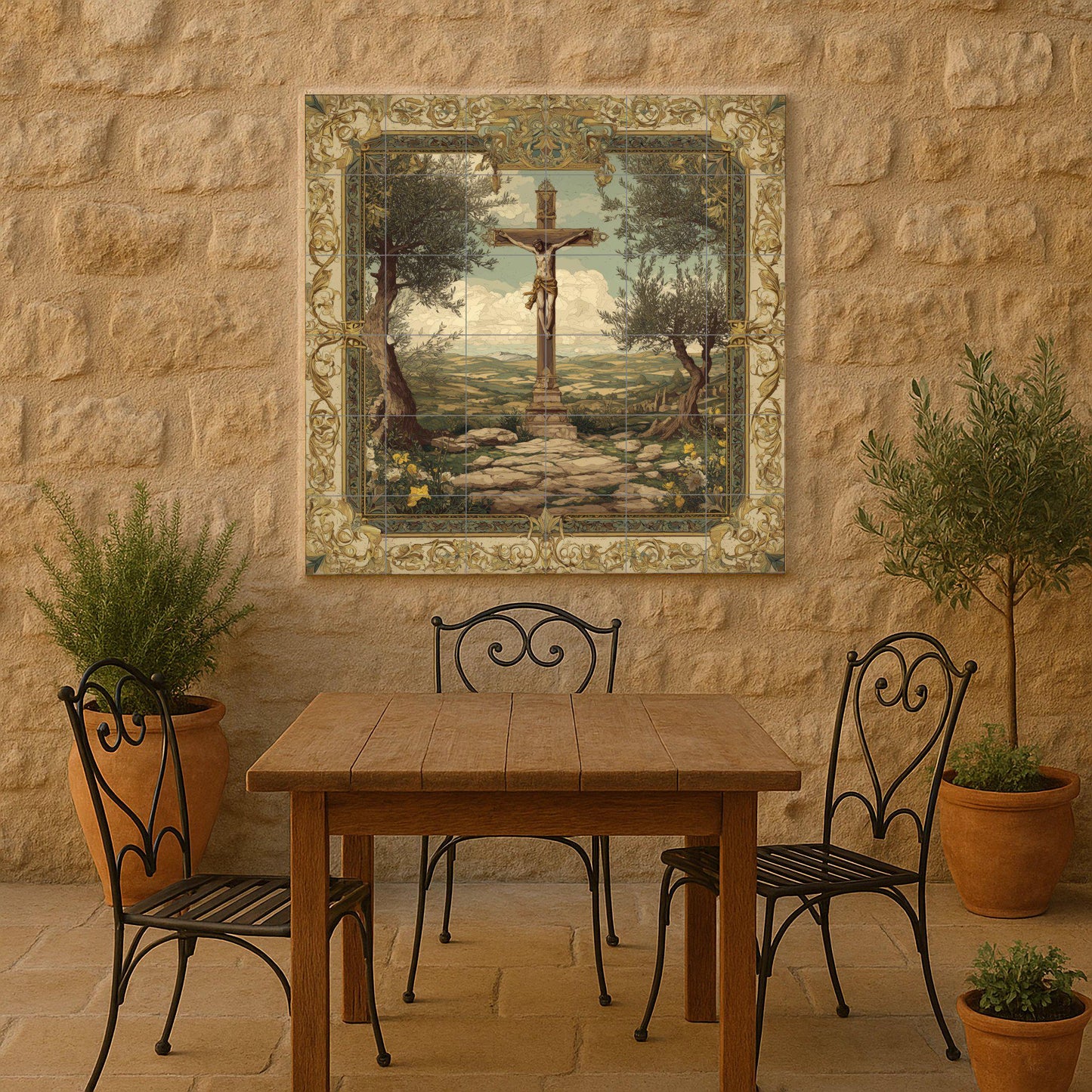 Mural de azulejos de la Crucifixión