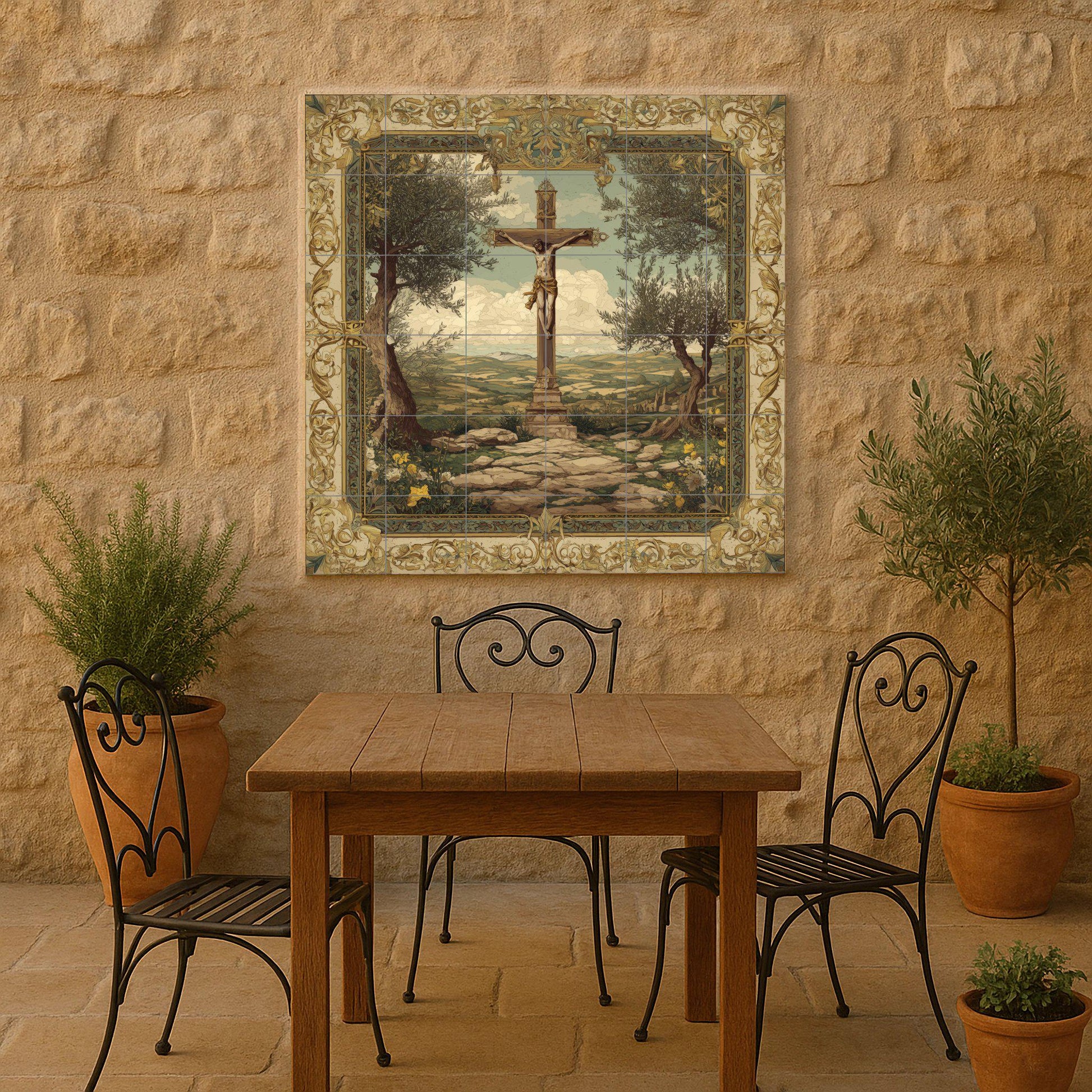 Mural de azulejos de la Crucifixión