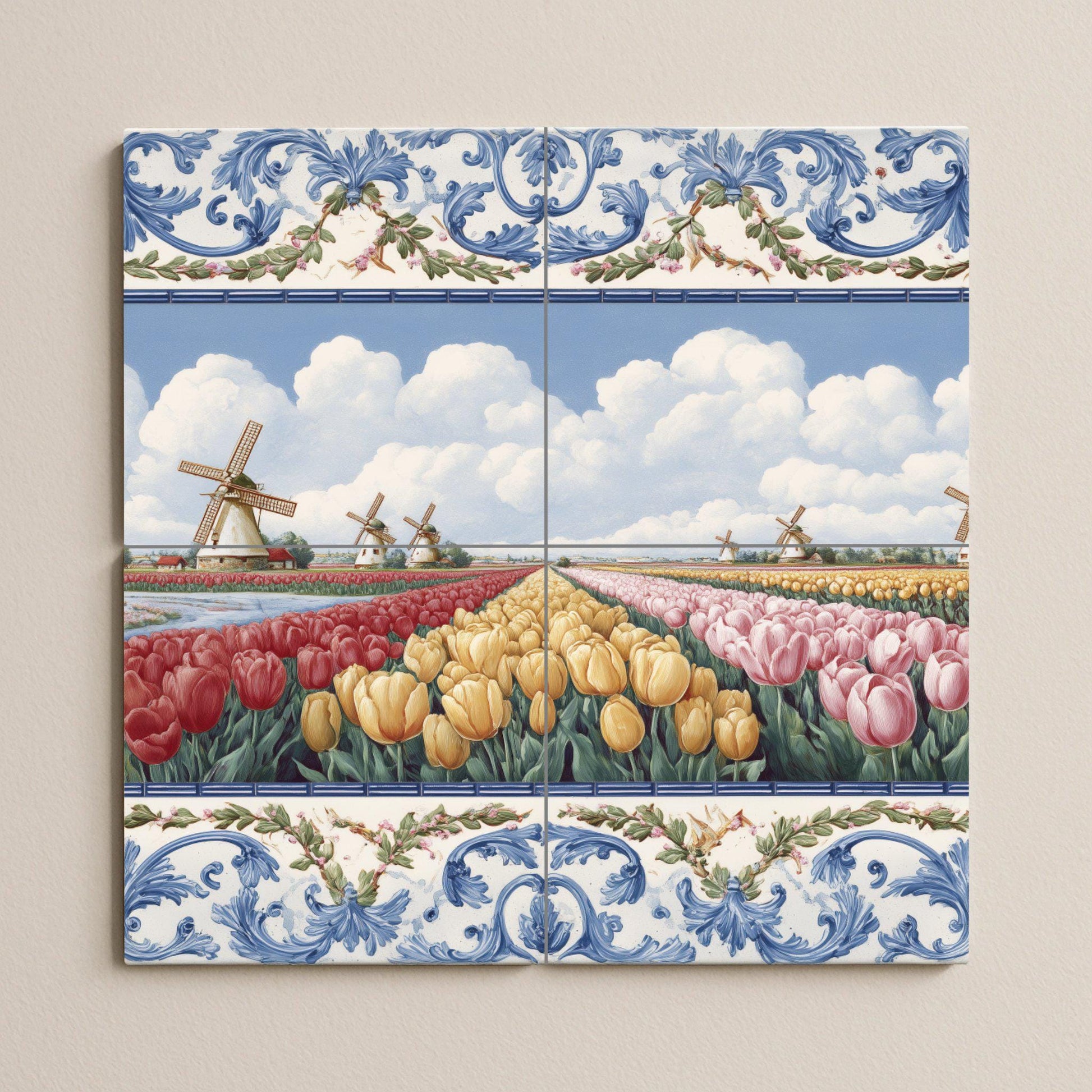 Campagna di Tulipani holandeses · Murale Ceramico — Paesaggio Botanico