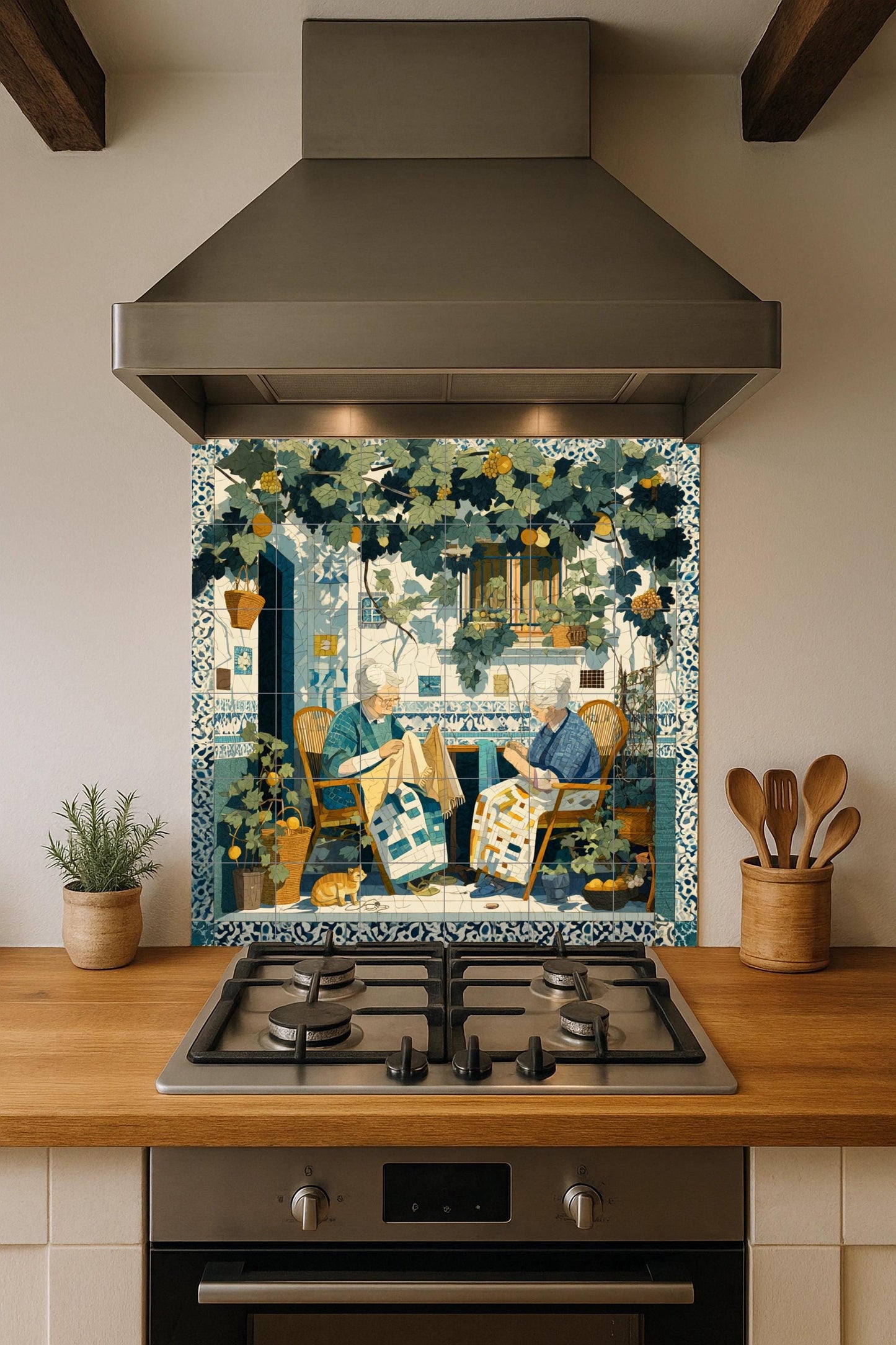 Patio Sicilien — Décor Mural Culinaire, Art Mural en Céramique