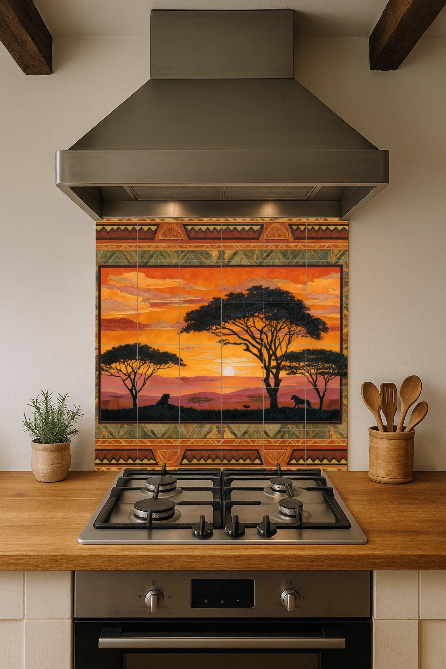 "Sunset in the Sabana · Ceramic Wall Mural — Kitchen & Country Scene