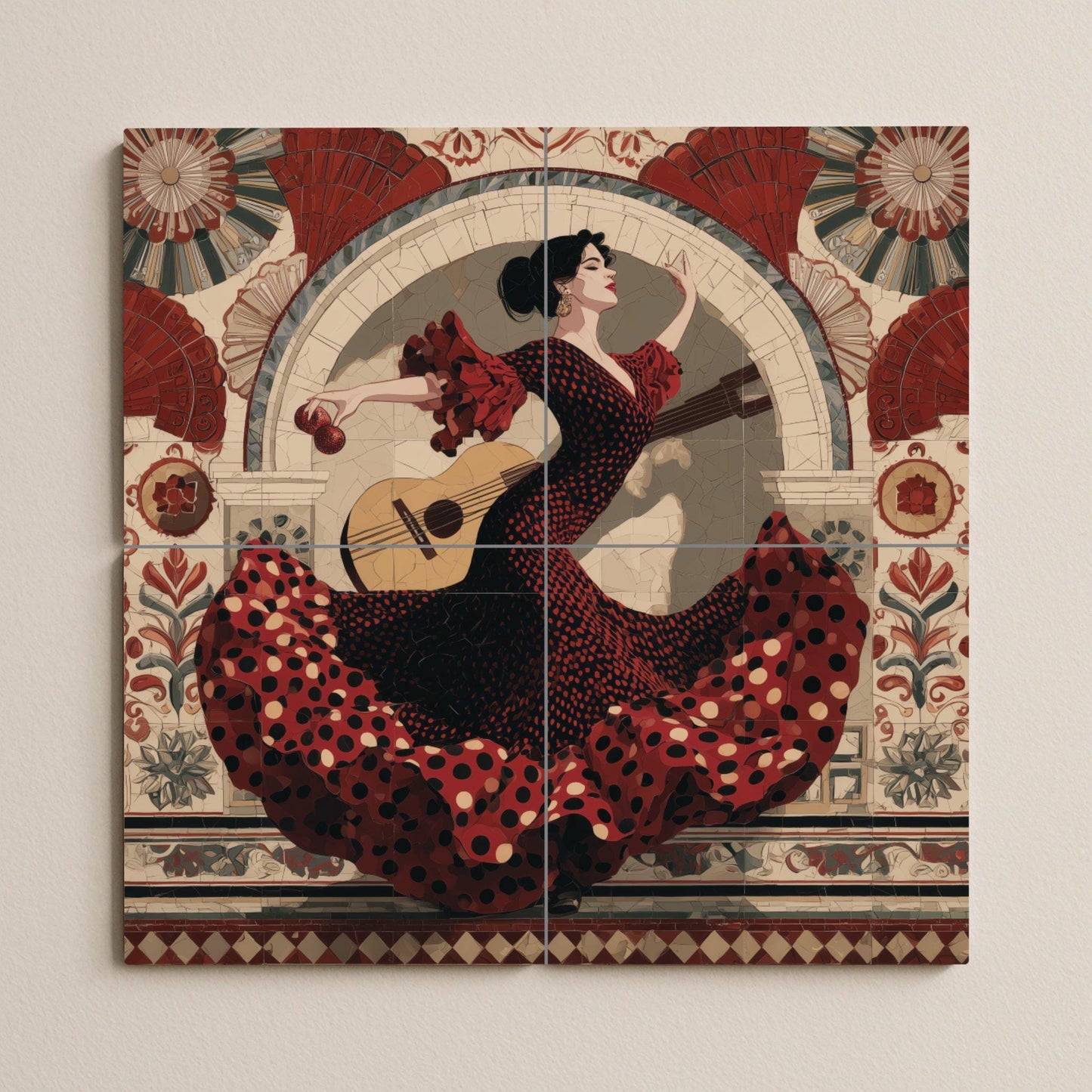 Mural de azulejos de bailarina de flamenco