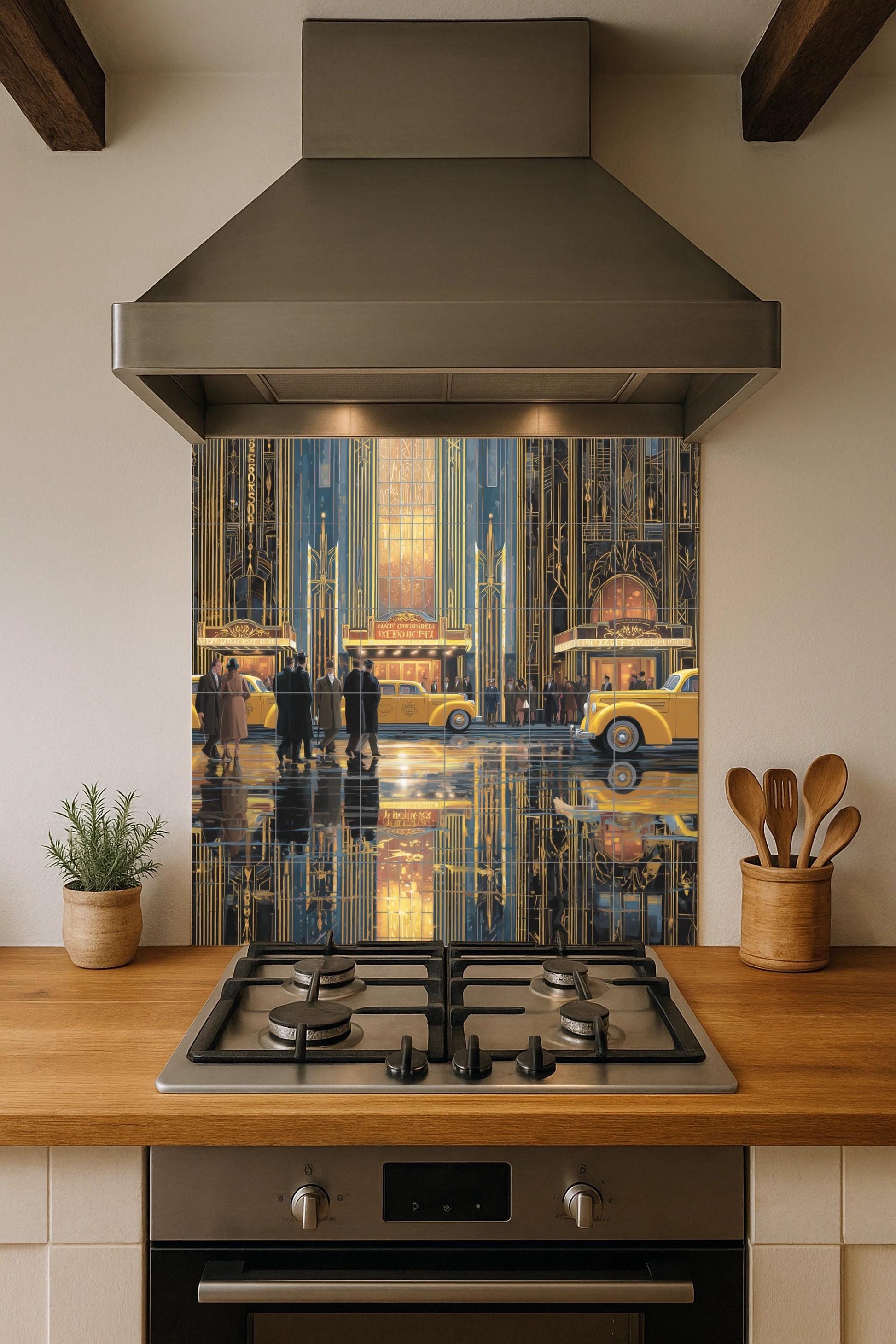 Art Déco de Nueva York · Fresque Céramique — Paysage Urbain en Carreaux