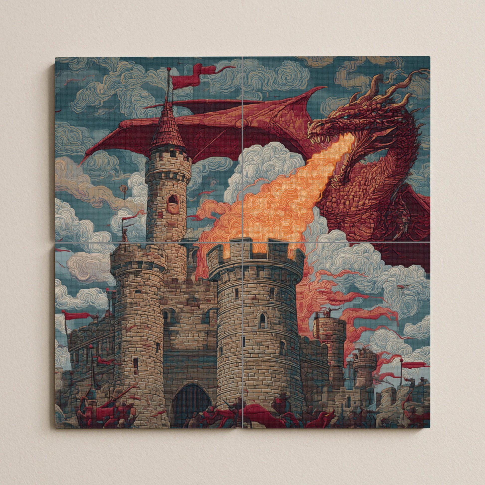 Mural de azulejos Dragon Siege