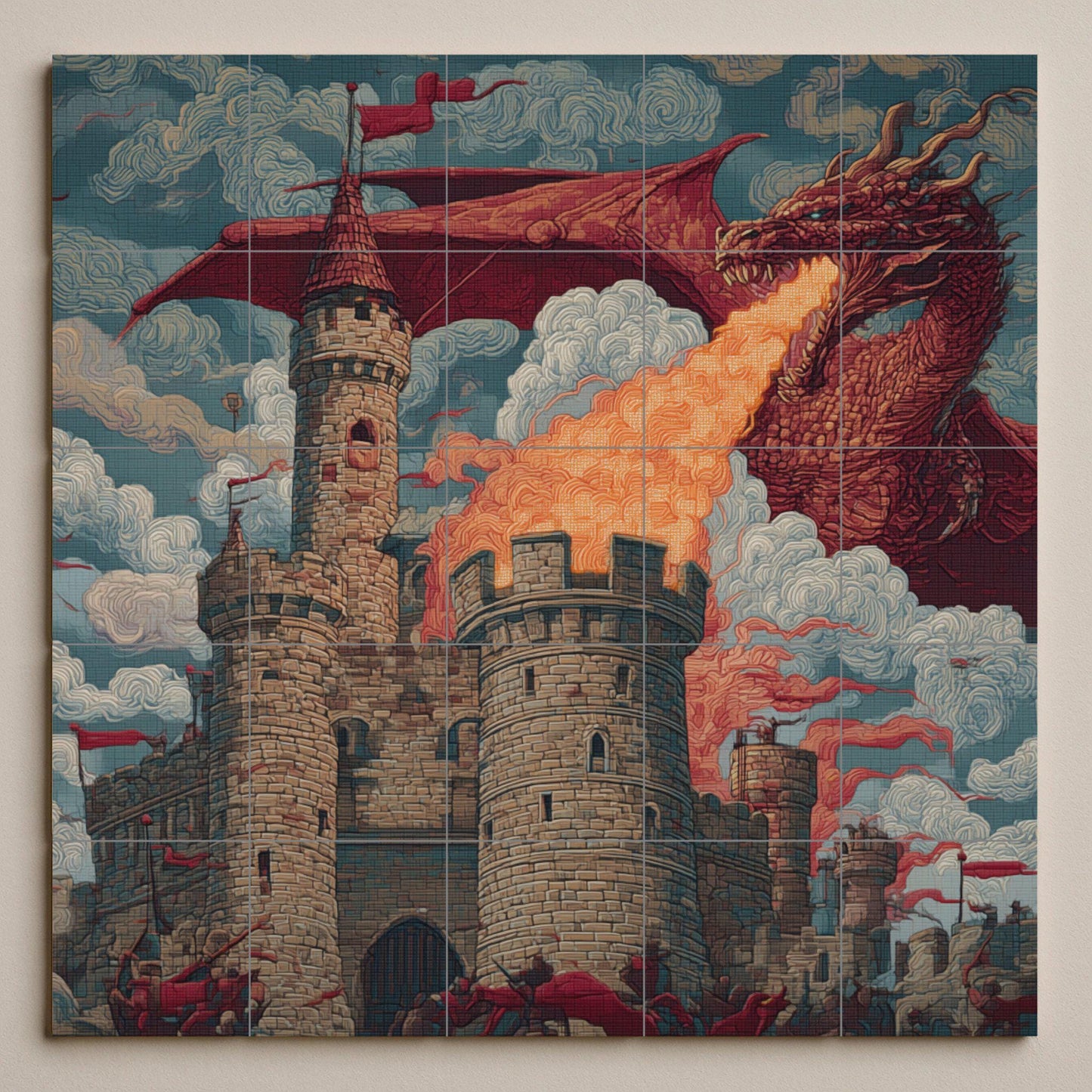 Mural de azulejos Dragon Siege