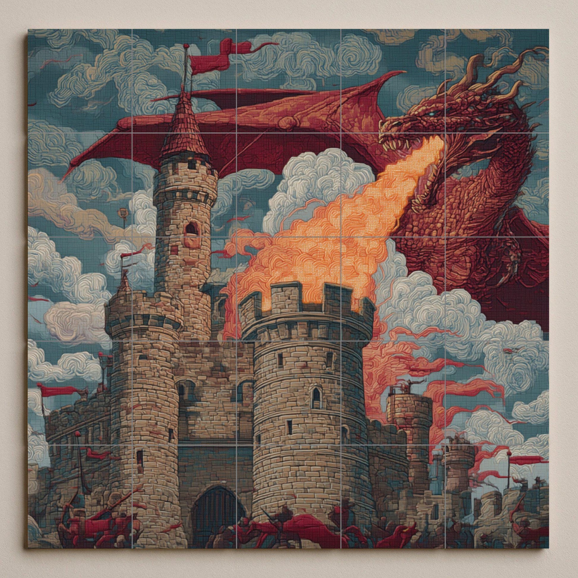 Mural de azulejos Dragon Siege