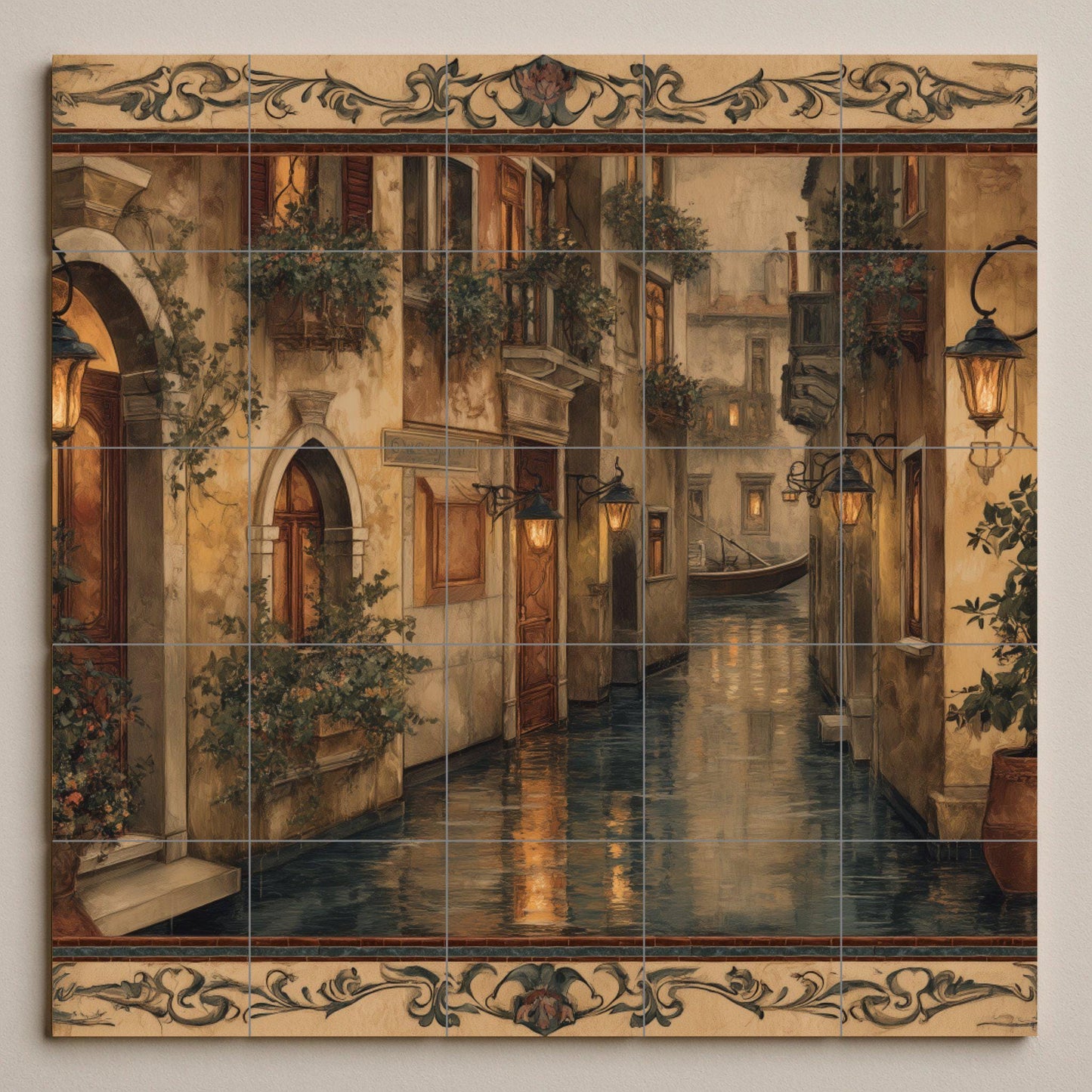 Mural de azulejos del canal veneciano