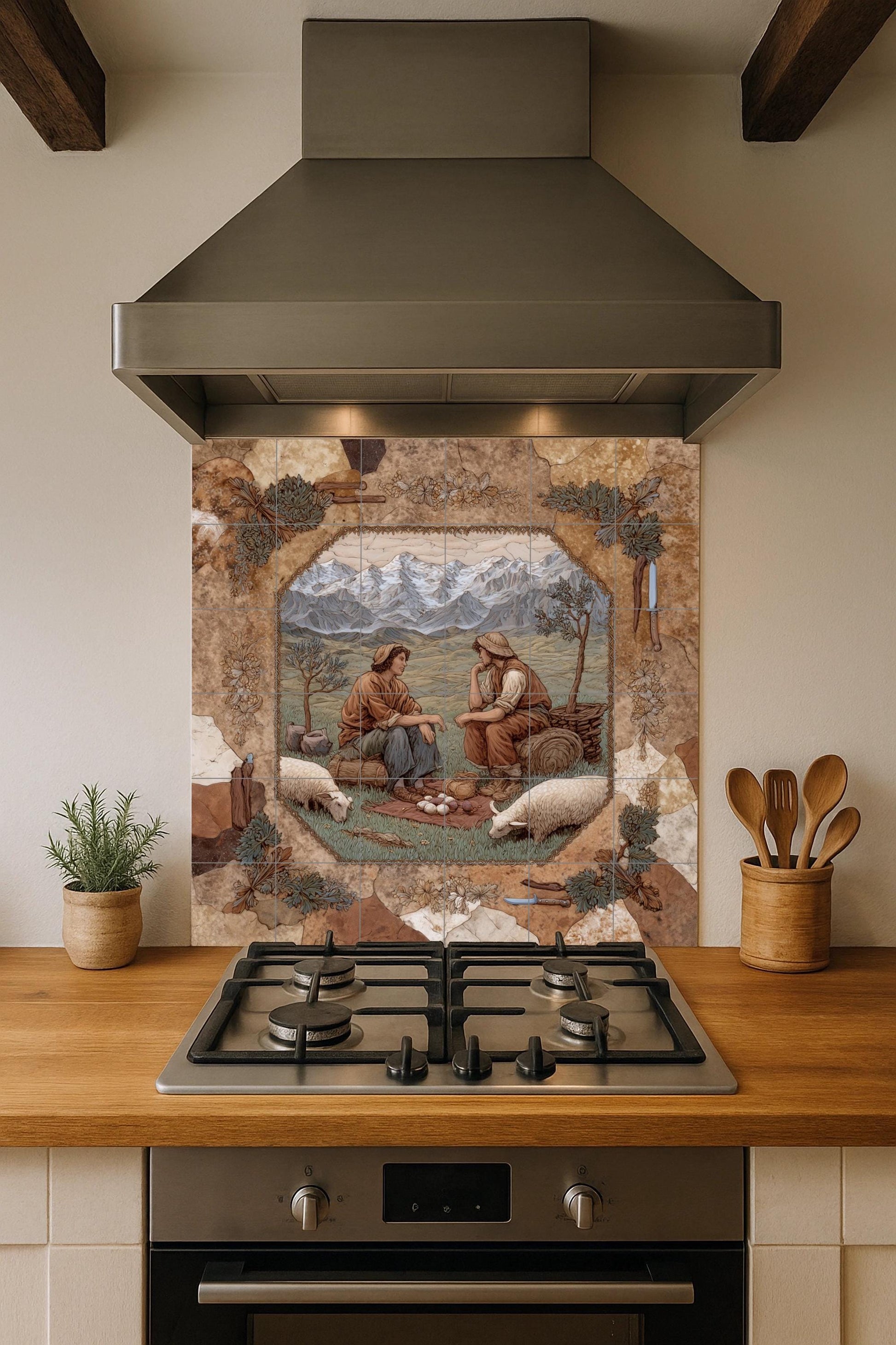Mural de azulejos de pastores alpinos