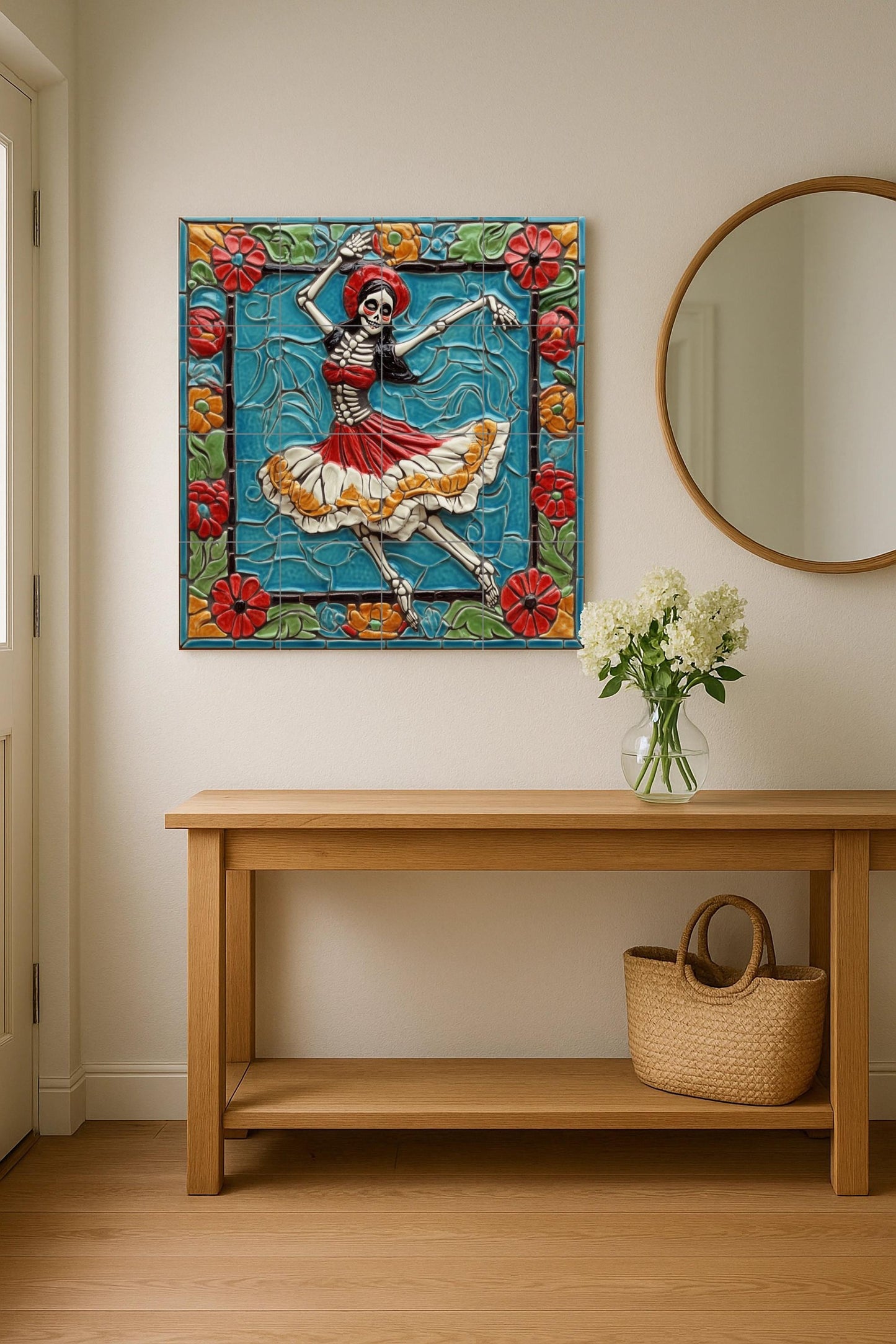 Fresque en Carrelage Calavera danzante — Décor Jardin et Nature
