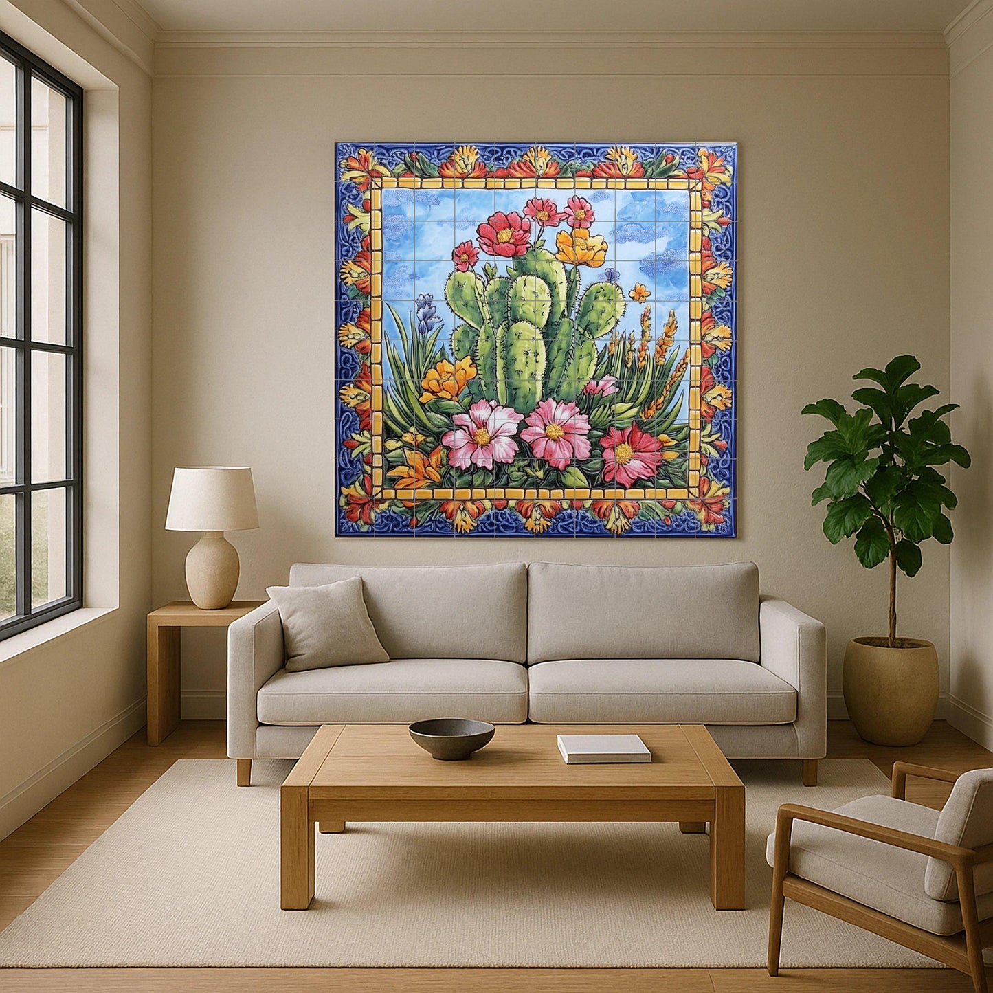 Ceramic Tile Mural: Cactus mexicanos — Nature Wall Art