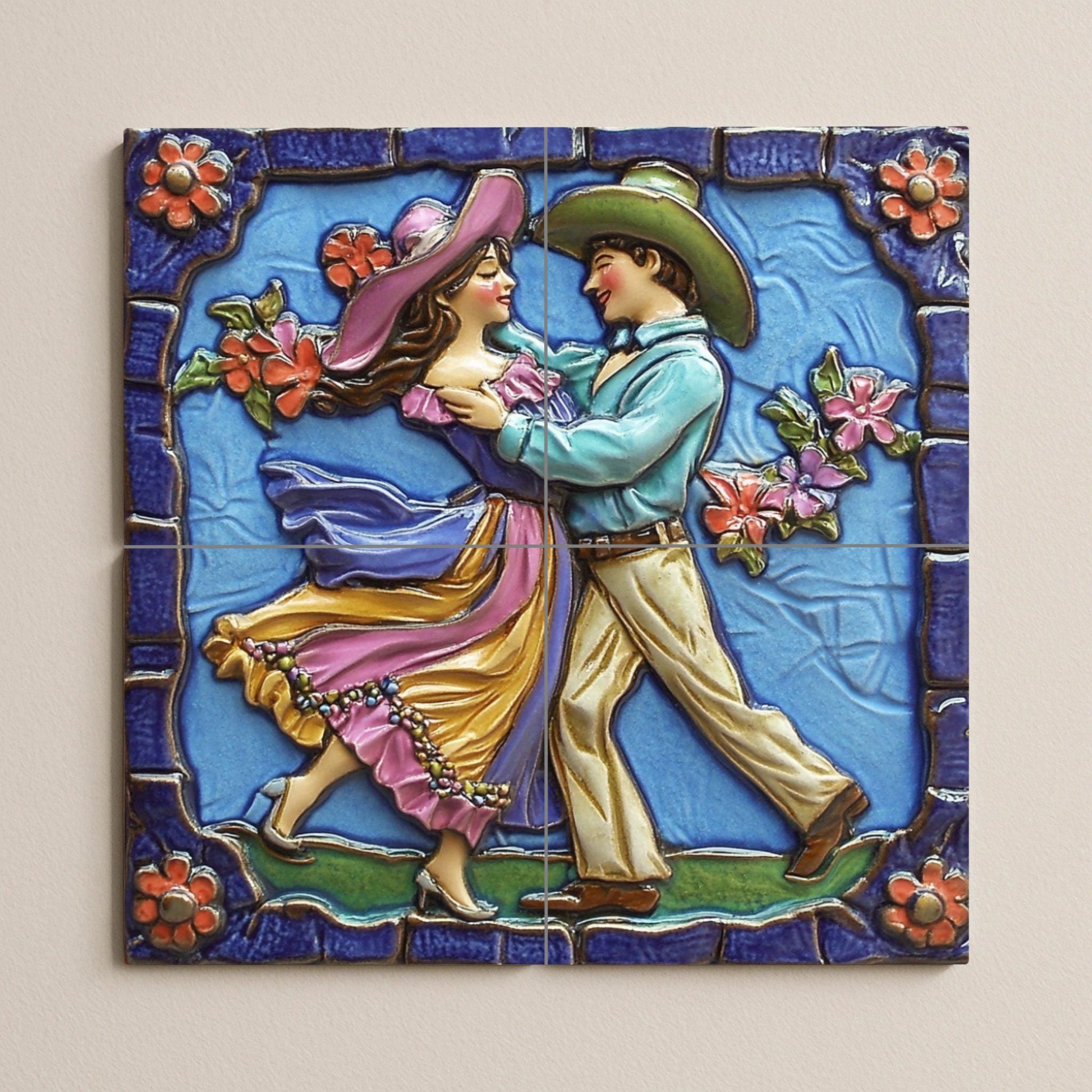 Murale in Piastrelle Danza folclórica Messicana — Paesaggio Botanico