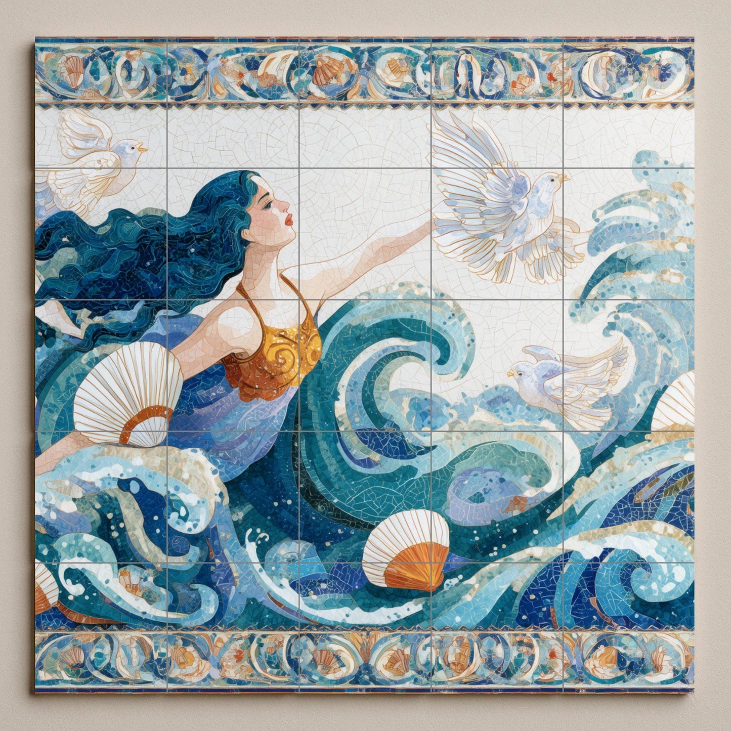 Dea del Oceano — Murale in Piastrelle di Ceramica · Arte Mitologica da Parete