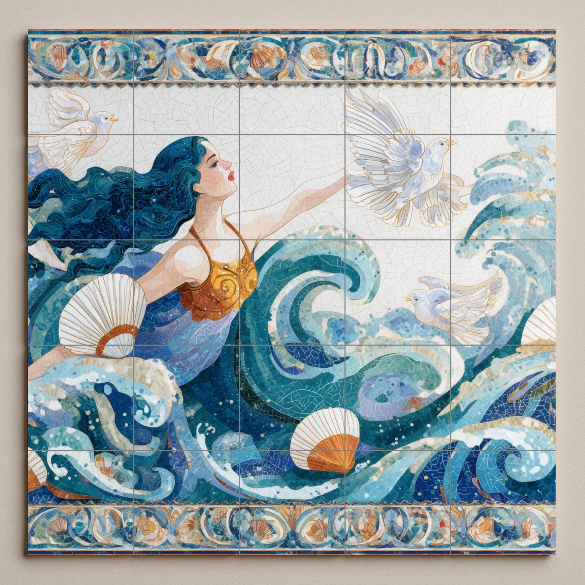 Dea del Oceano — Murale in Piastrelle di Ceramica · Arte Mitologica da Parete