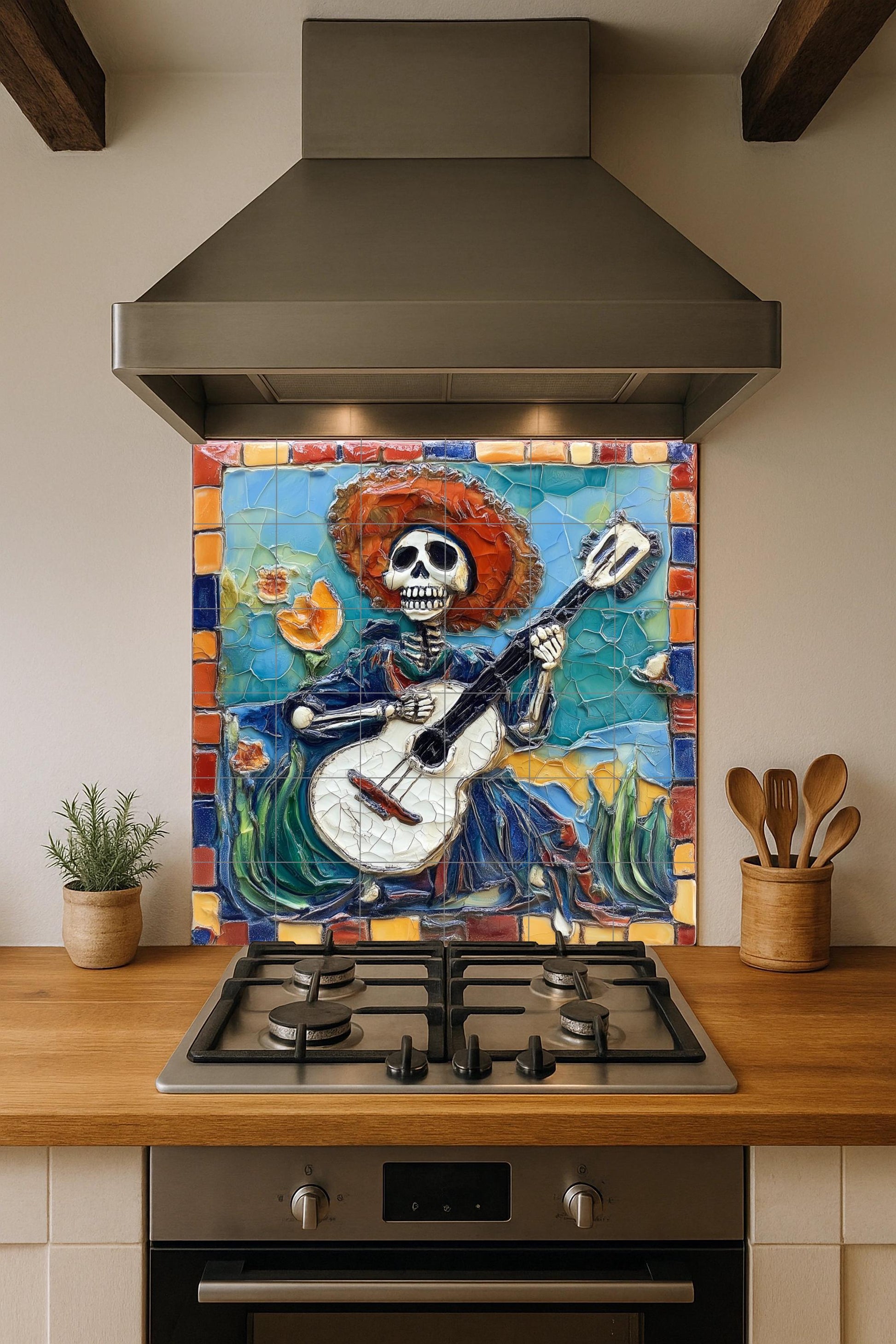 Día de les Muertos — Paysage Botanique, Art Mural en Céramique