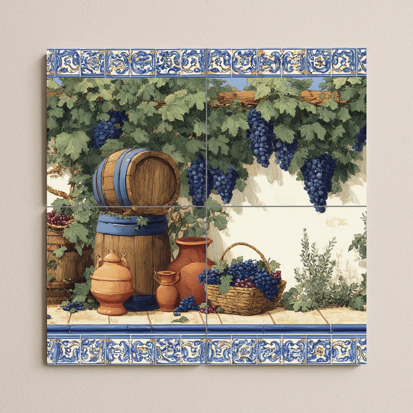 Vineyard — Rustic Farmhouse Art · Tile Wall Art