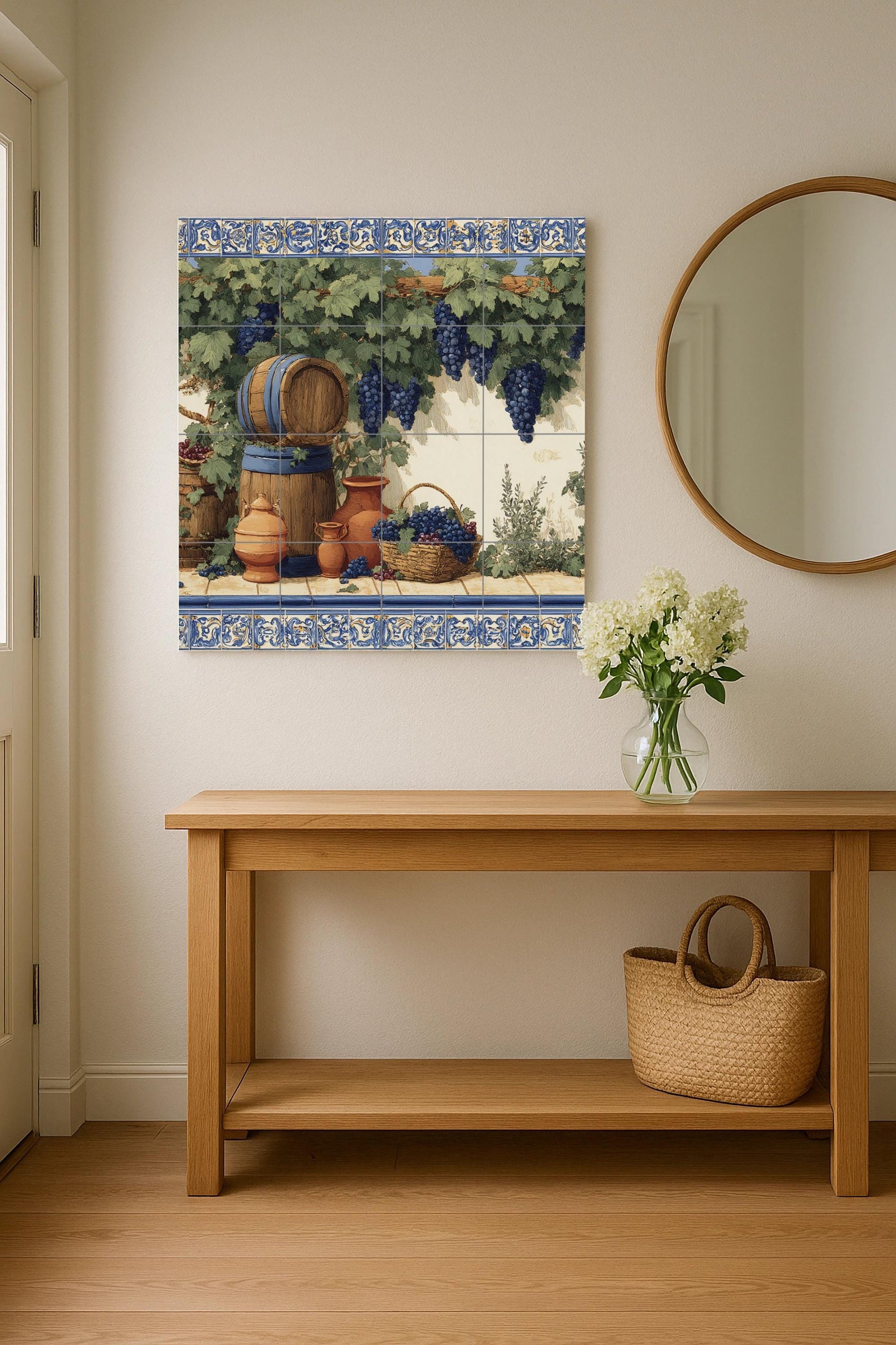 Vineyard — Rustic Farmhouse Art · Tile Wall Art