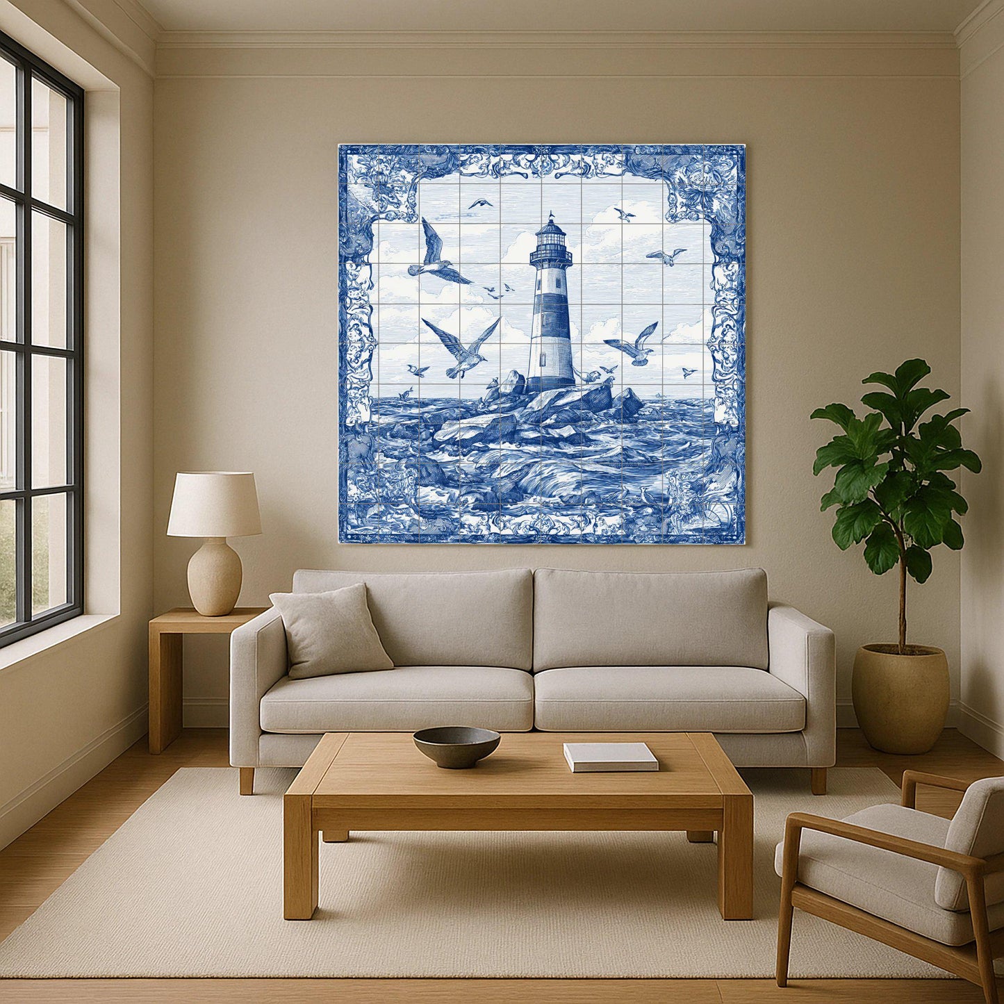 Phare — Décor Mural Nautique, Art Mural en Céramique
