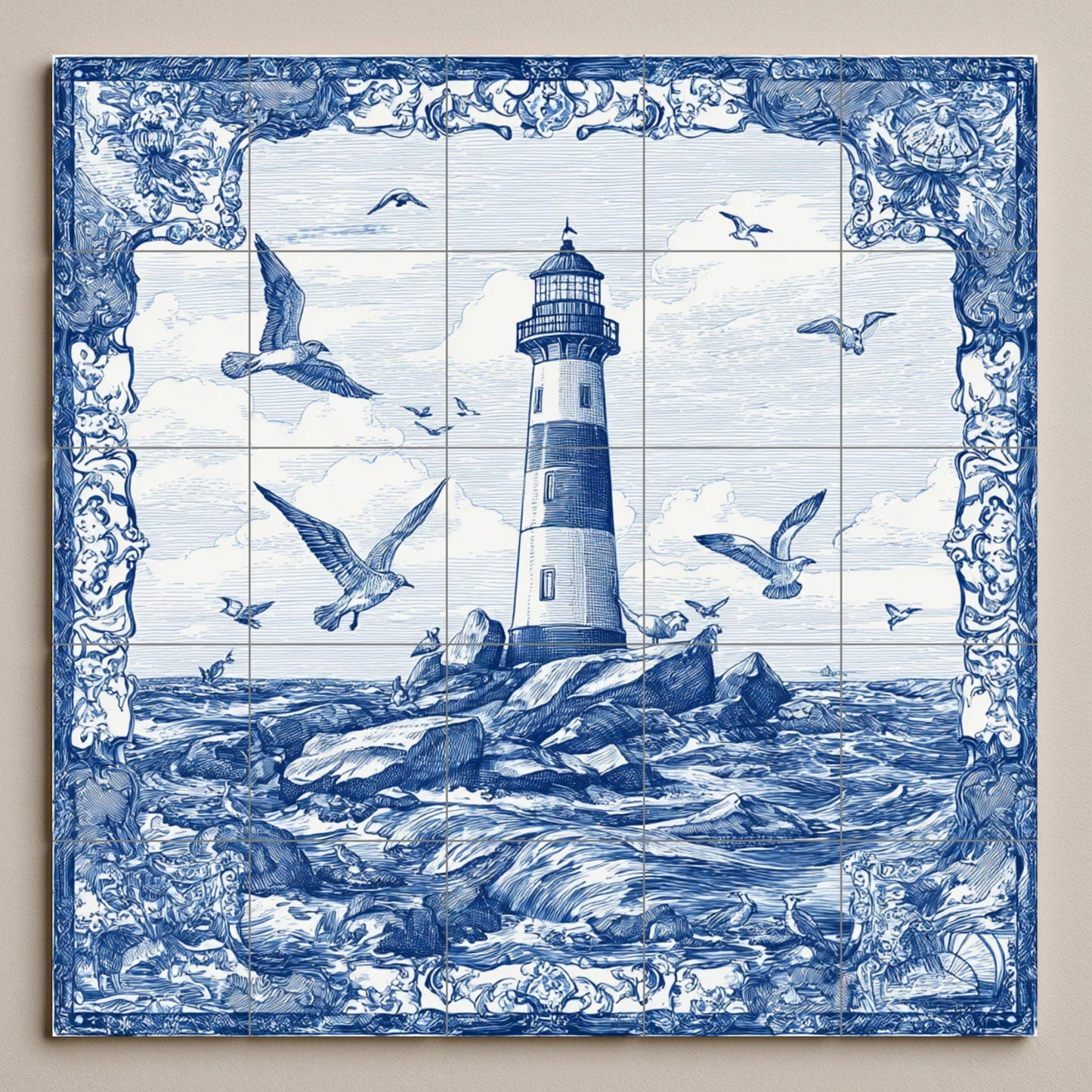 Phare — Décor Mural Nautique, Art Mural en Céramique