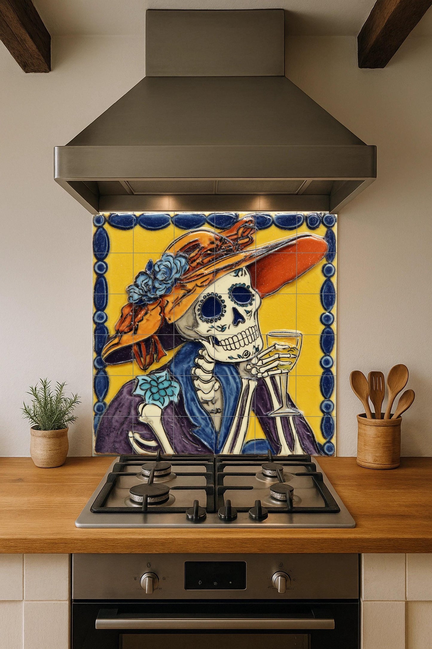 Catrina · Ceramic Wall Mural — Ornamental Wall Panel