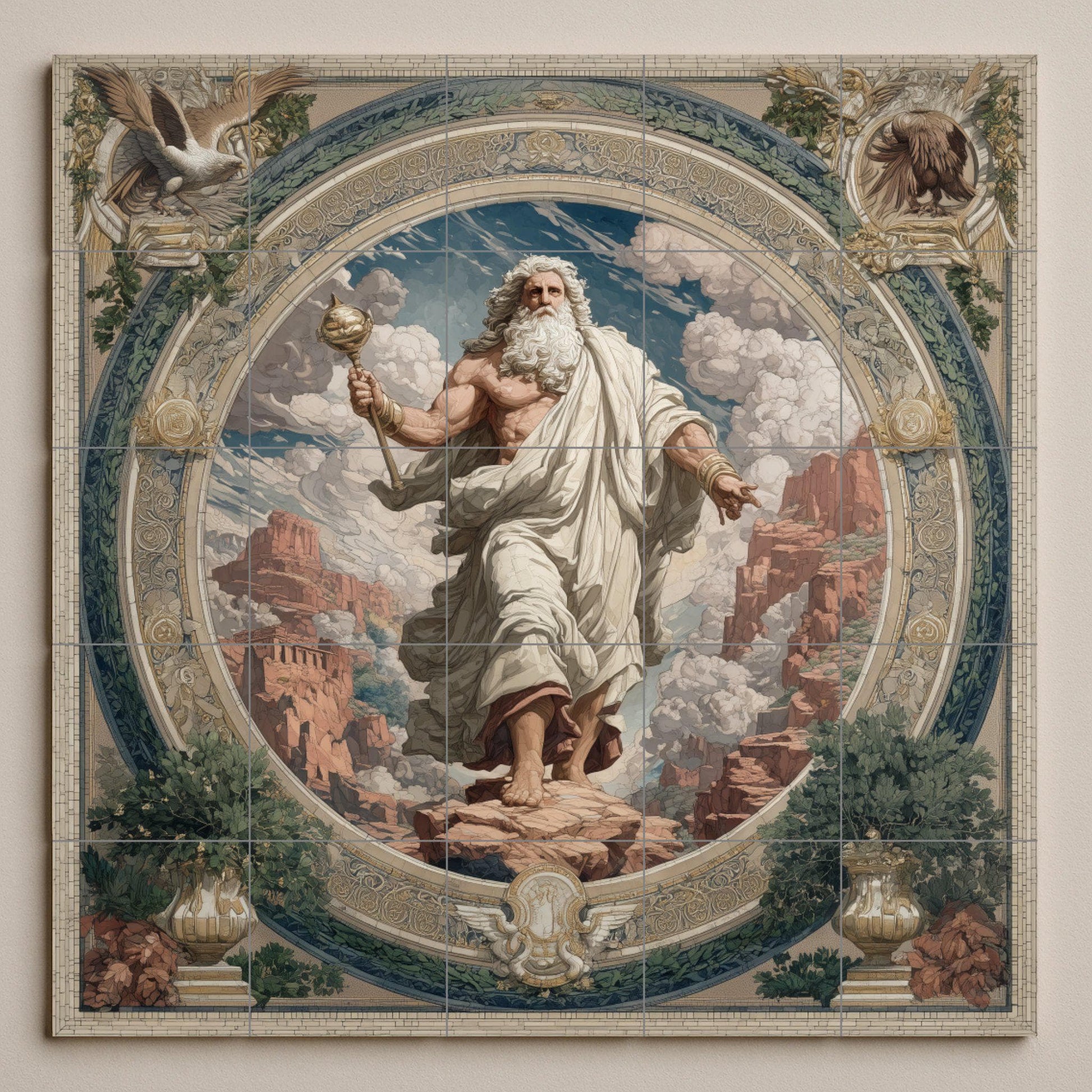 Fresque en Carrelage Zeus — Légendes et Épopées