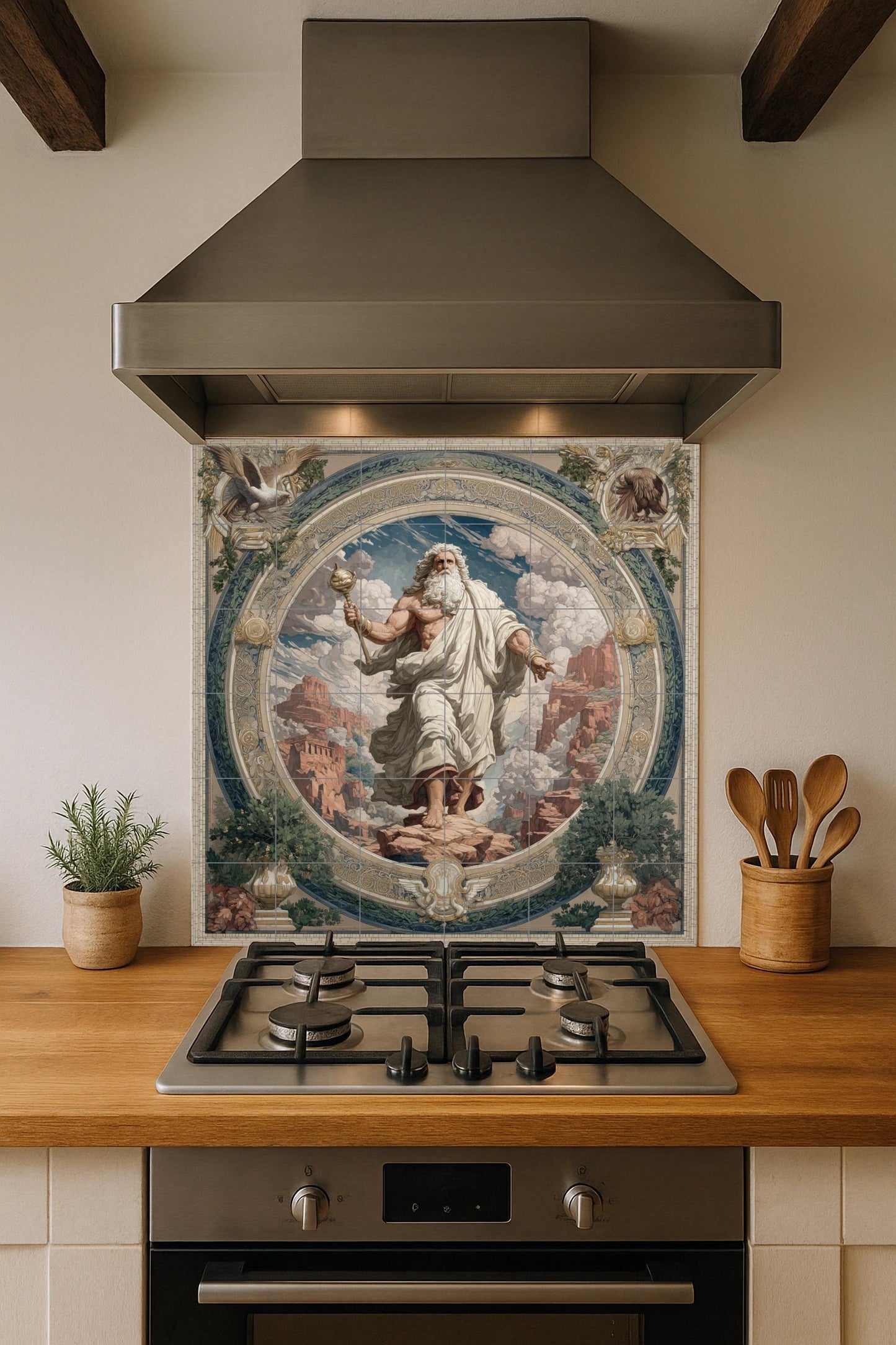 Fresque en Carrelage Zeus — Légendes et Épopées