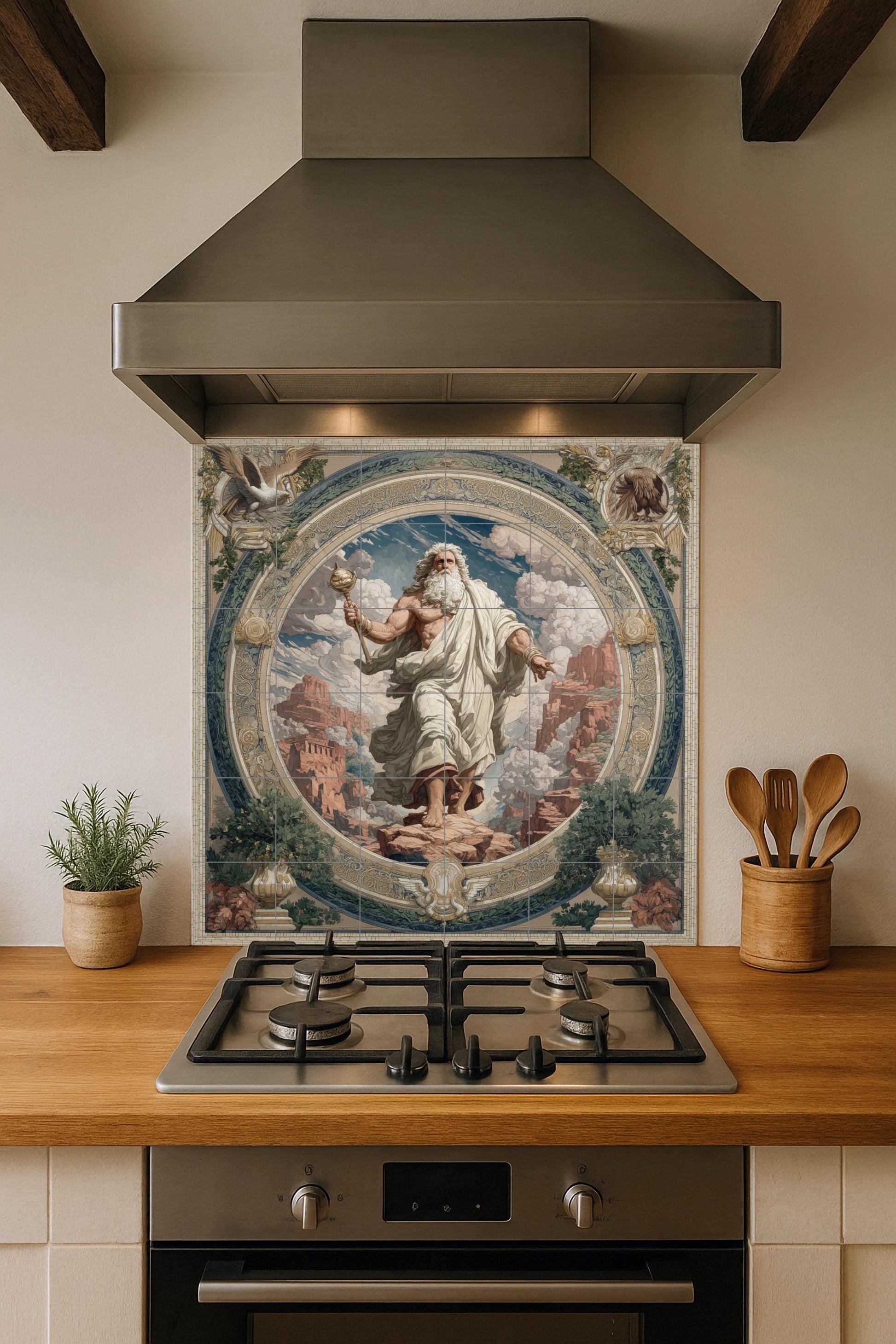 Fresque en Carrelage Zeus — Légendes et Épopées
