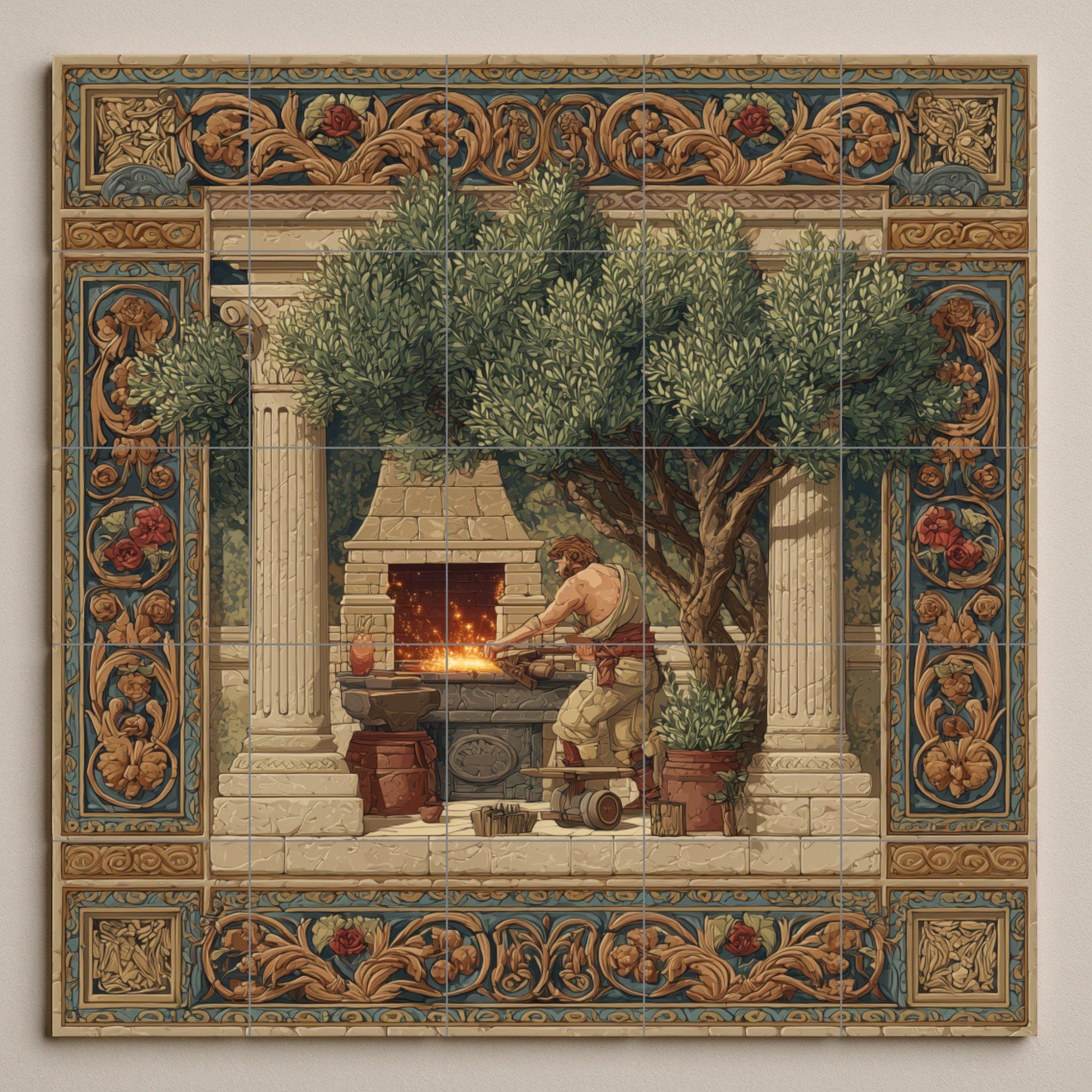 Ceramic Tile Mural: Hefesto — Mythological Scene