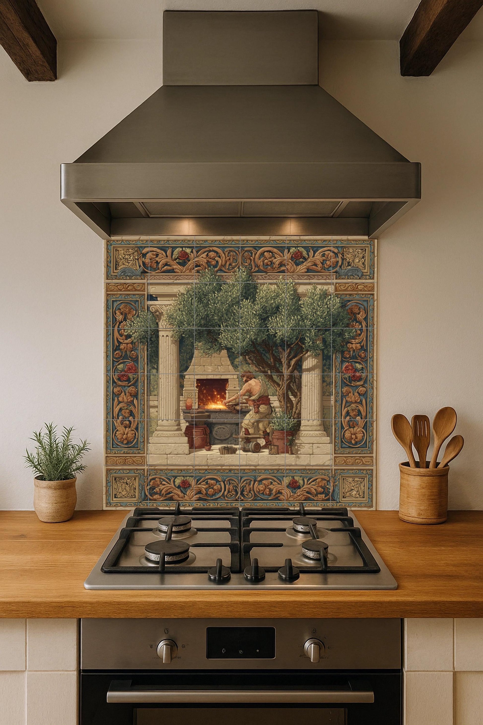 Ceramic Tile Mural: Hefesto — Mythological Scene