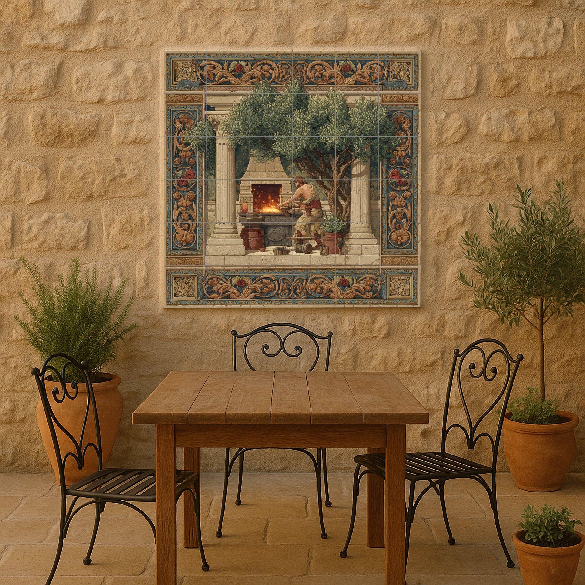 Ceramic Tile Mural: Hefesto — Mythological Scene