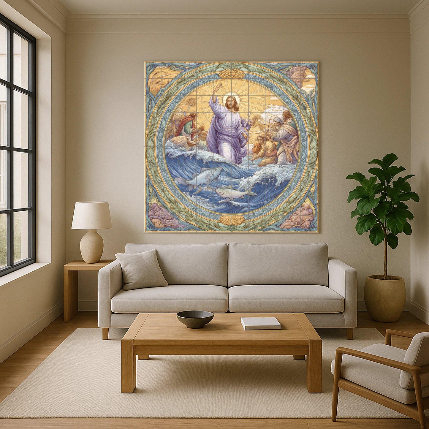 "der milagro des Fisch — Fliesen-Wandbild aus Keramik · Sakrale & Religiöse Kunst