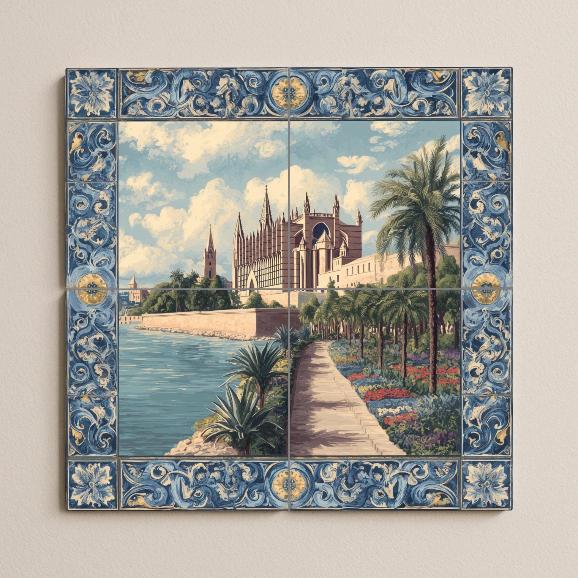 Cathédrale de Palma — Fresque Murale en Carreaux de Céramique · Art Marin et Côtier