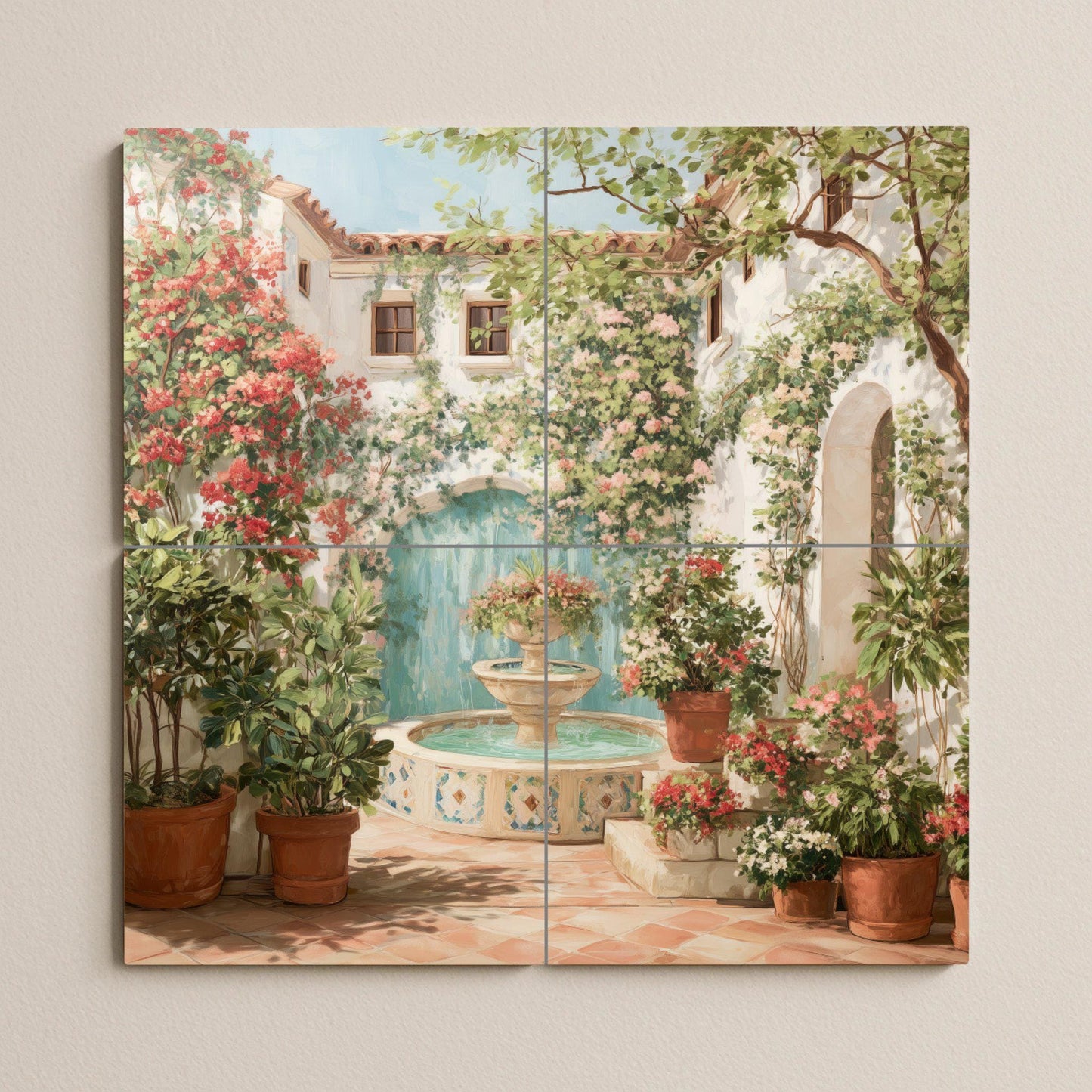 Mural de azulejos de patio español
