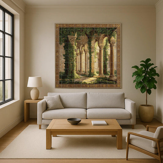 Claustro Medieval · Ceramic Wall Mural — Folk-Art Décor