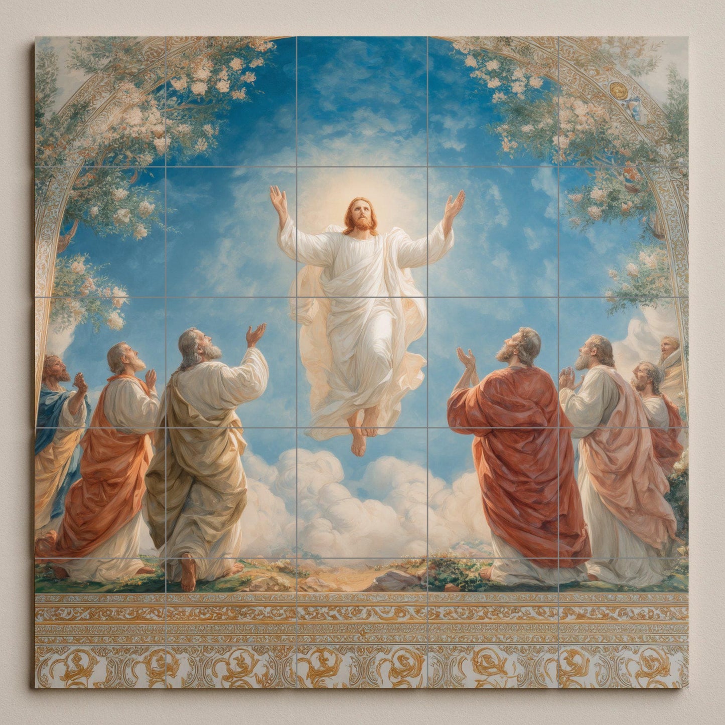 Ascensión von Christus — Fliesen-Wandbild aus Keramik · Andachtskunst in Fliesen